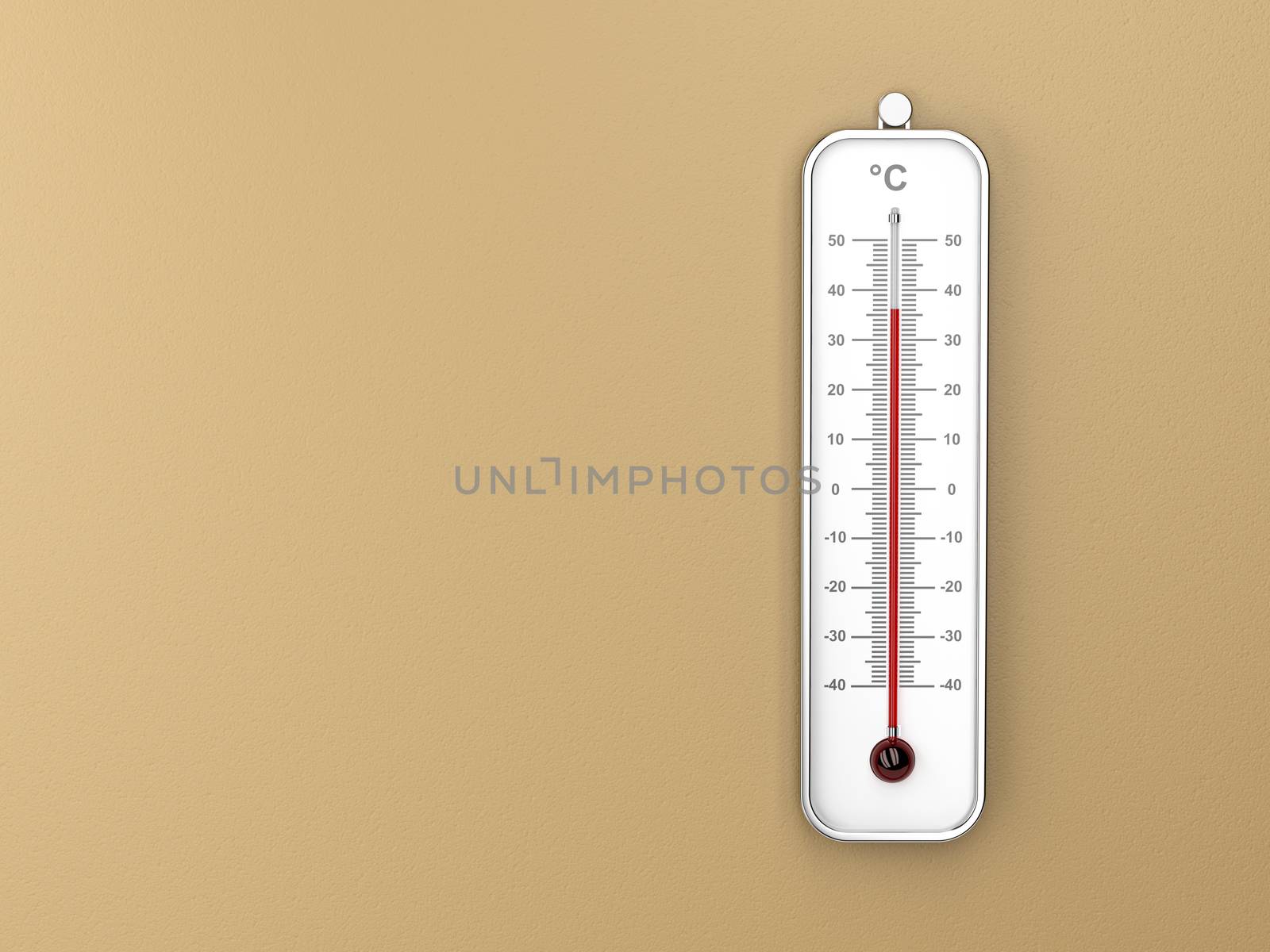 Thermometer attached on brown wall