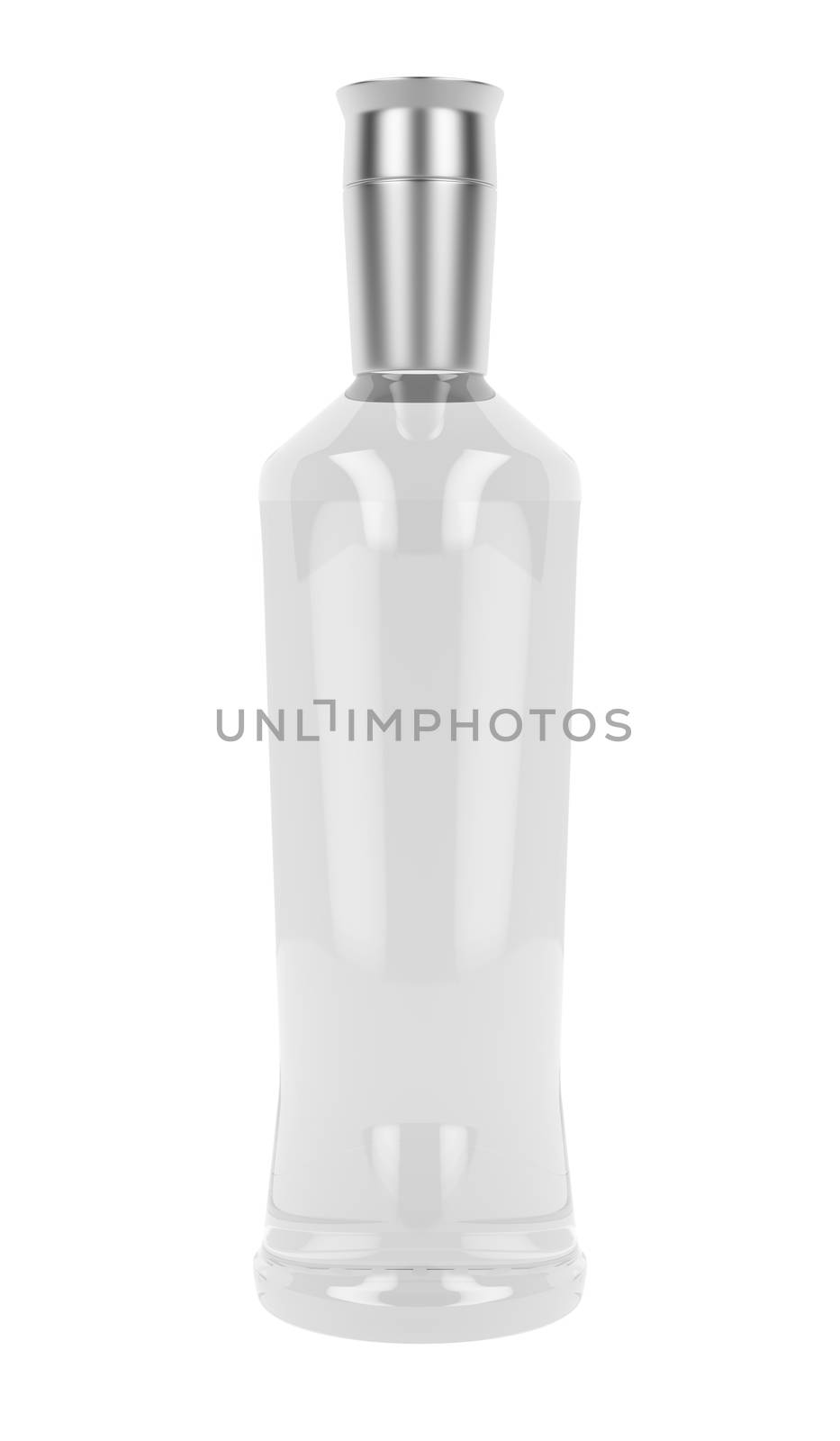 Blank vodka or gin bottle isolated on white background