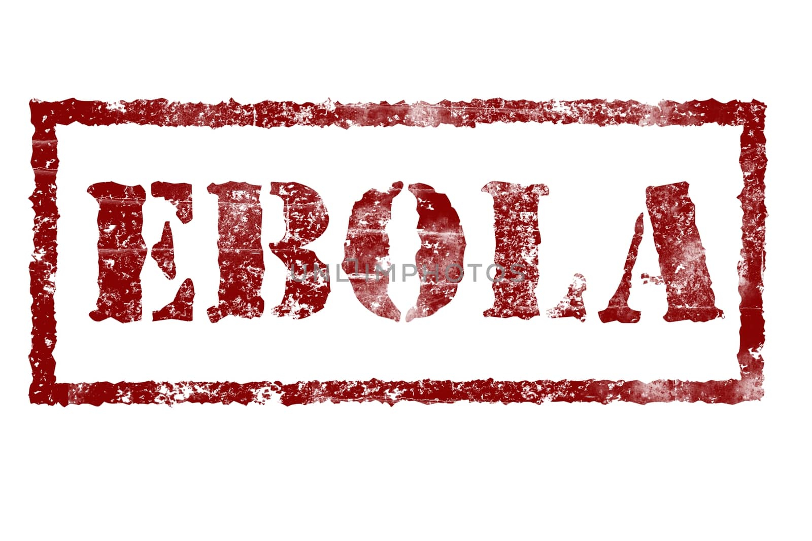 EBOLA red stamp text on white background