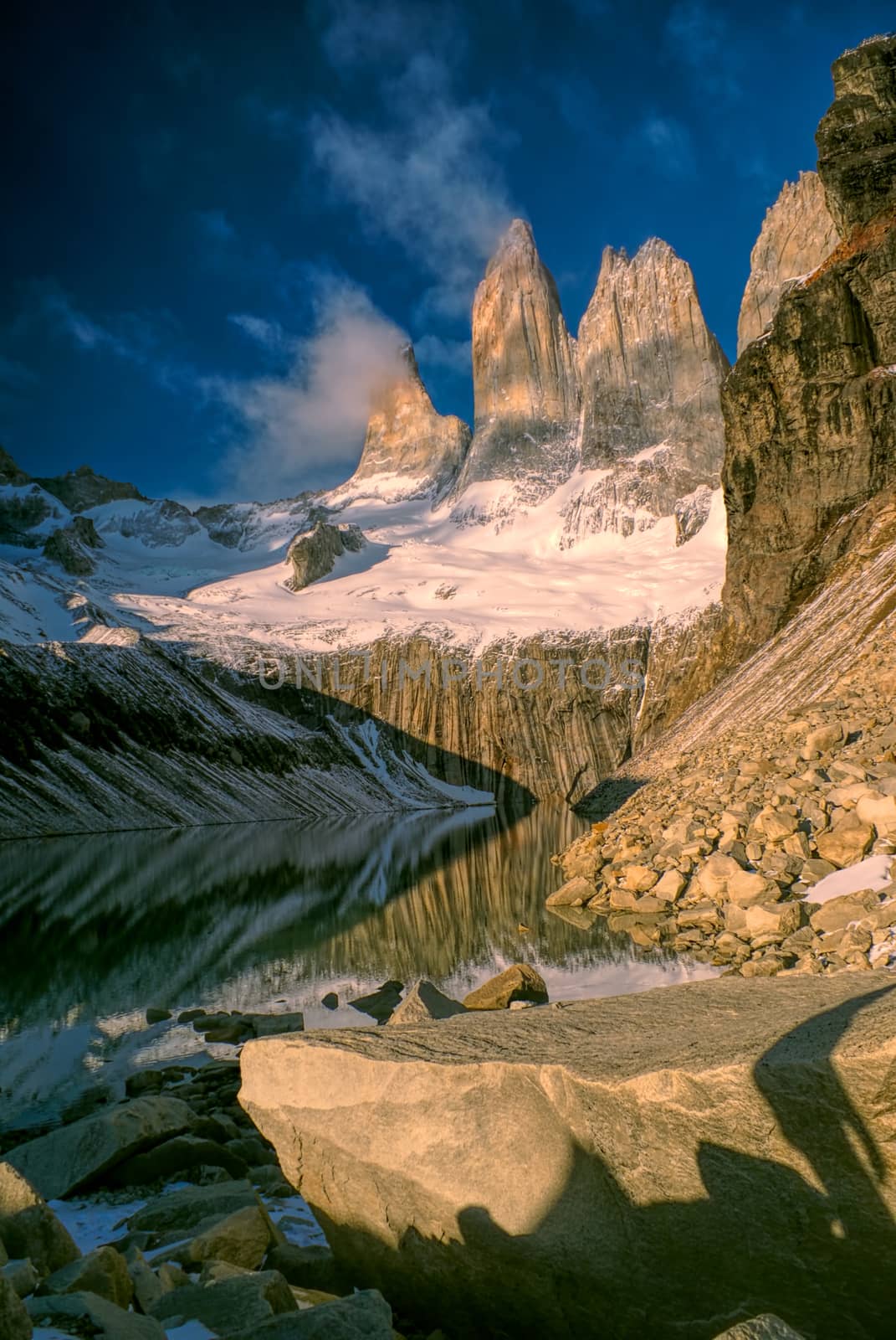 Torres del Paine national park in south American Andes                   