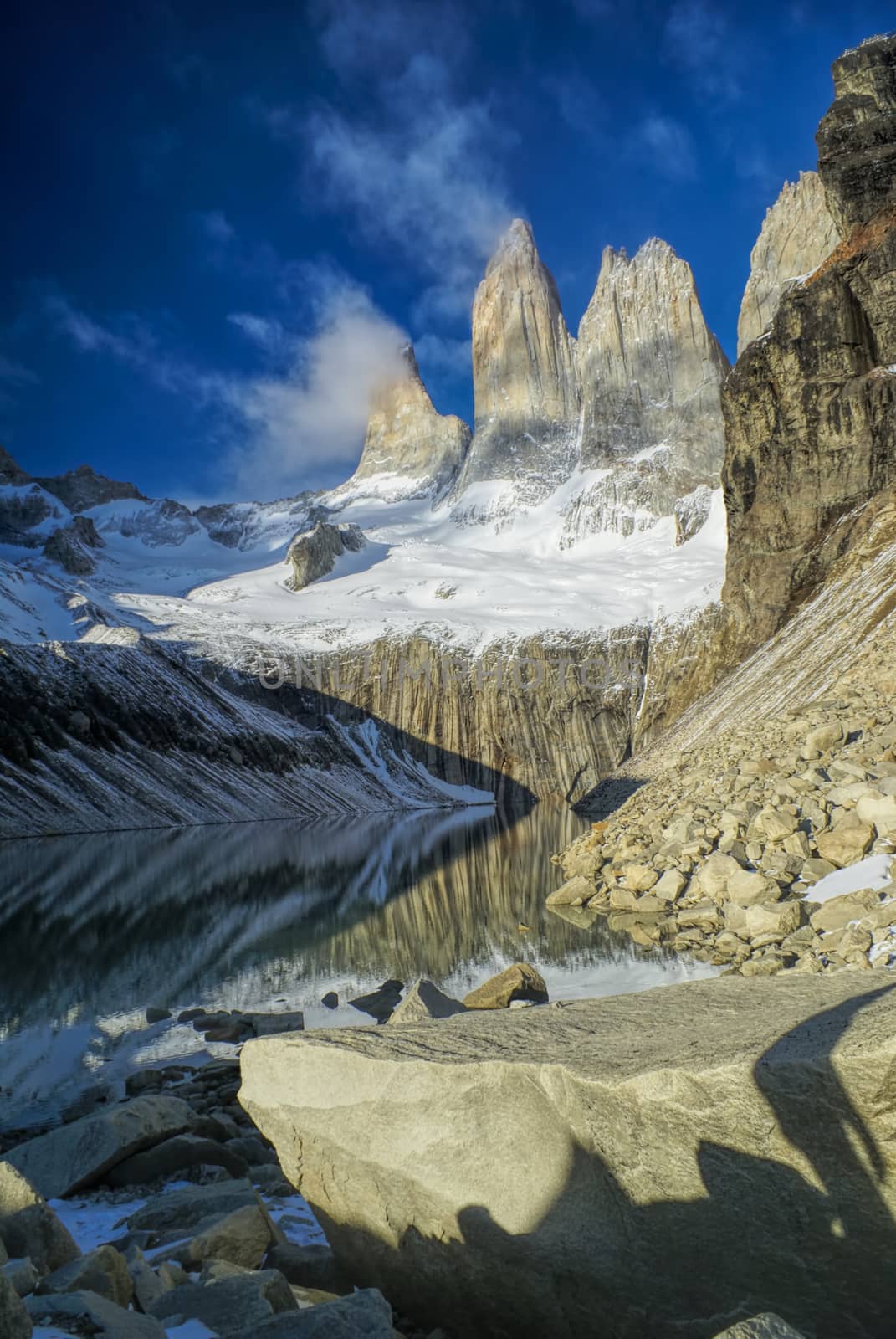 Scenic view of Torres del Paine in south American Andes                   