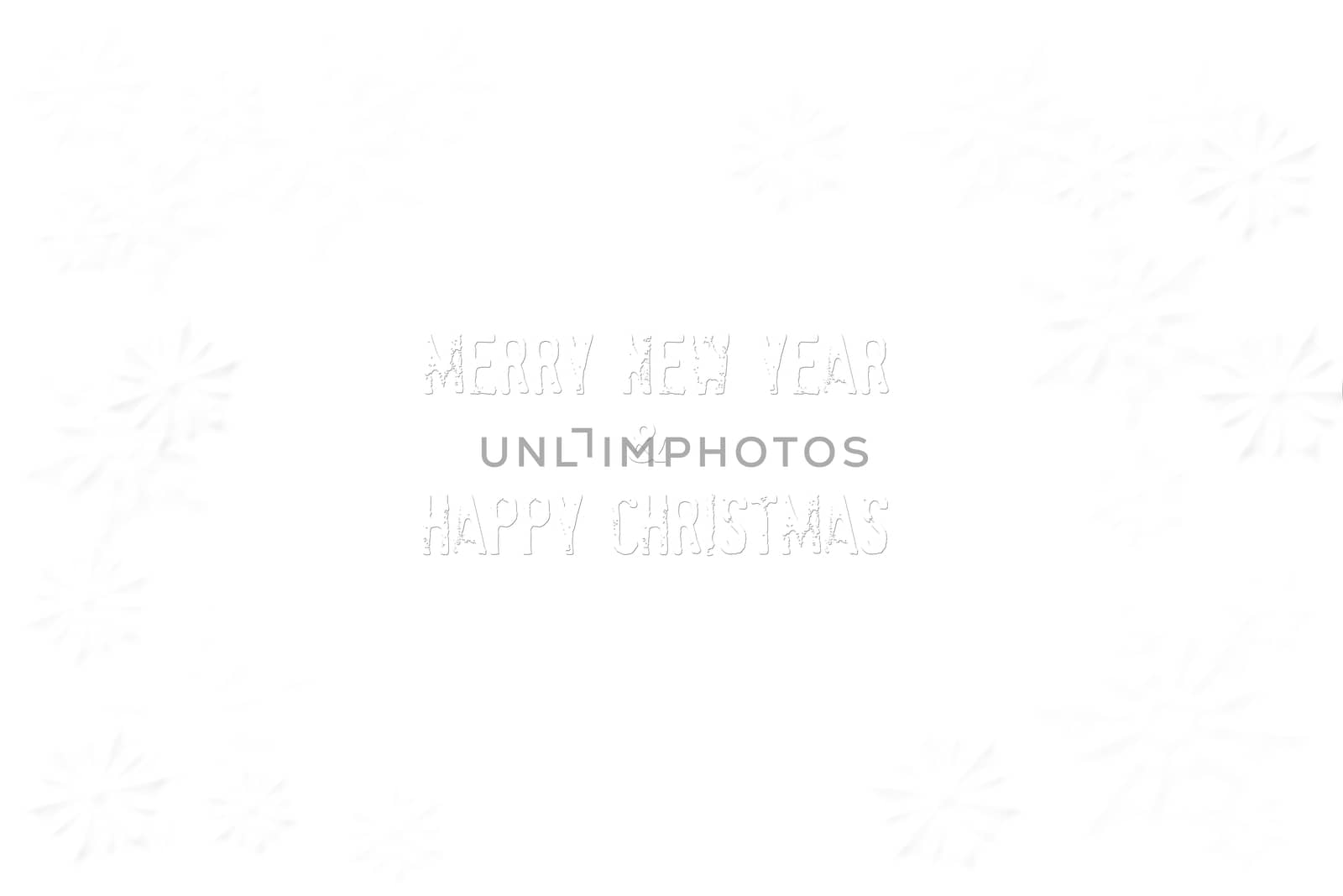 Happy Christmas &amp;  Merry New Year  isolated on white and snowflaHappy Christmas &amp;  Merry New Year  isolated on white and snowflakes