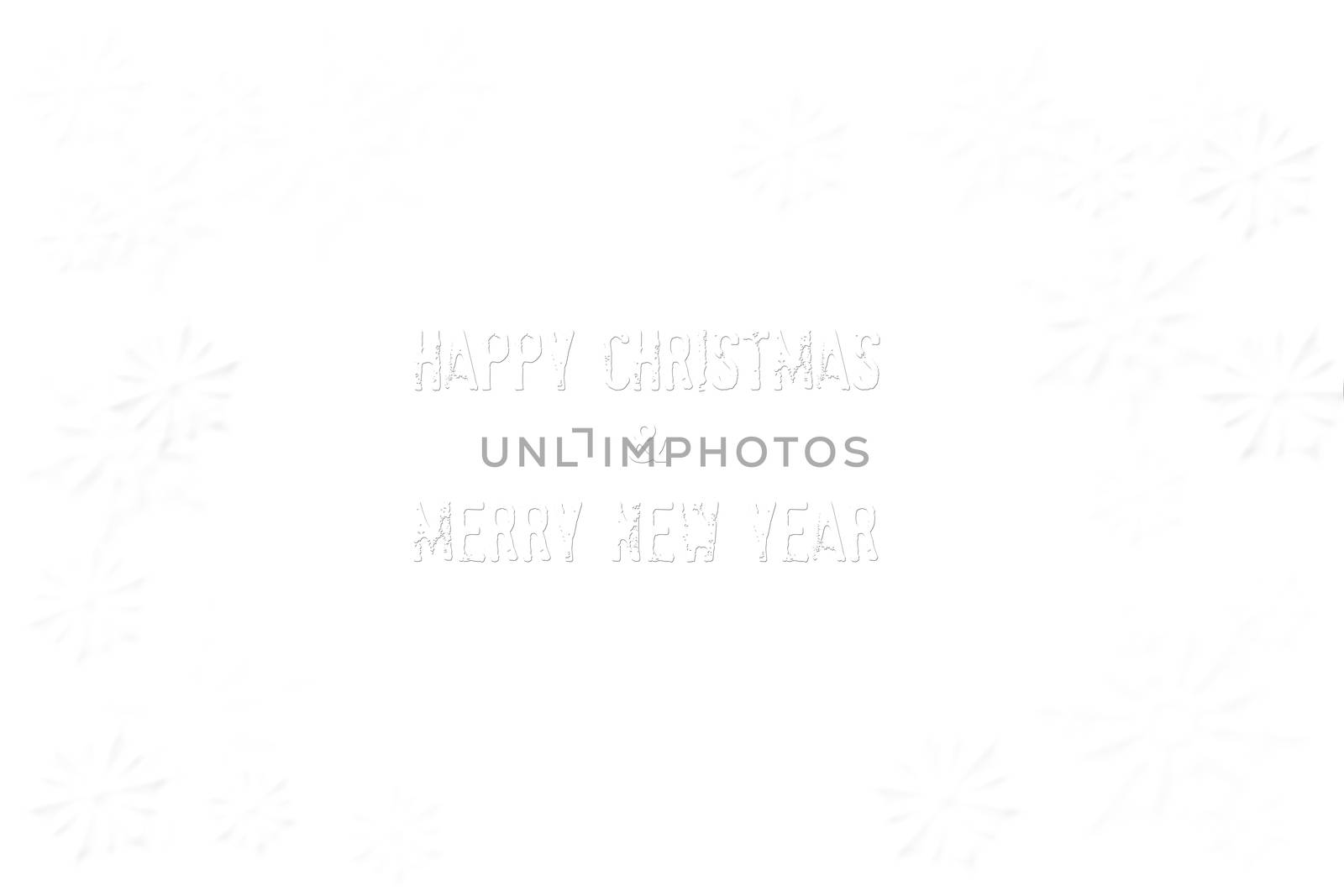 Happy Christmas &  Merry New Year  isolated on white and snowflakes background.