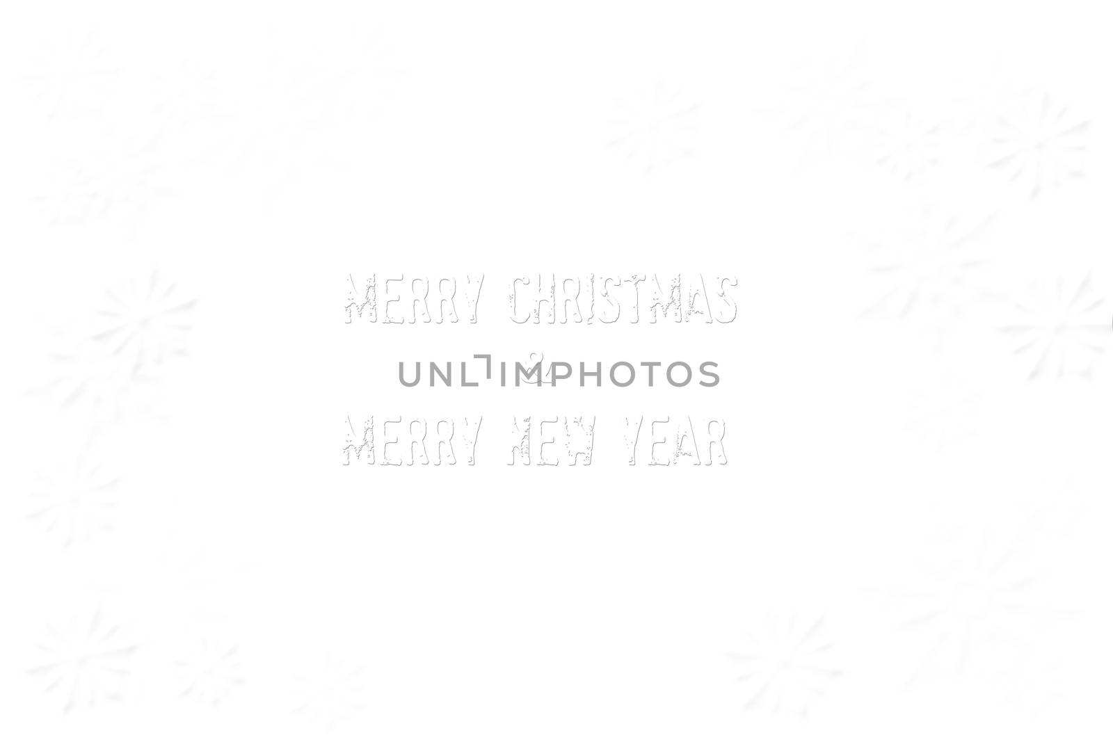 Merry Christmas &  Merry New Year  isolated on white and snowflakes background.