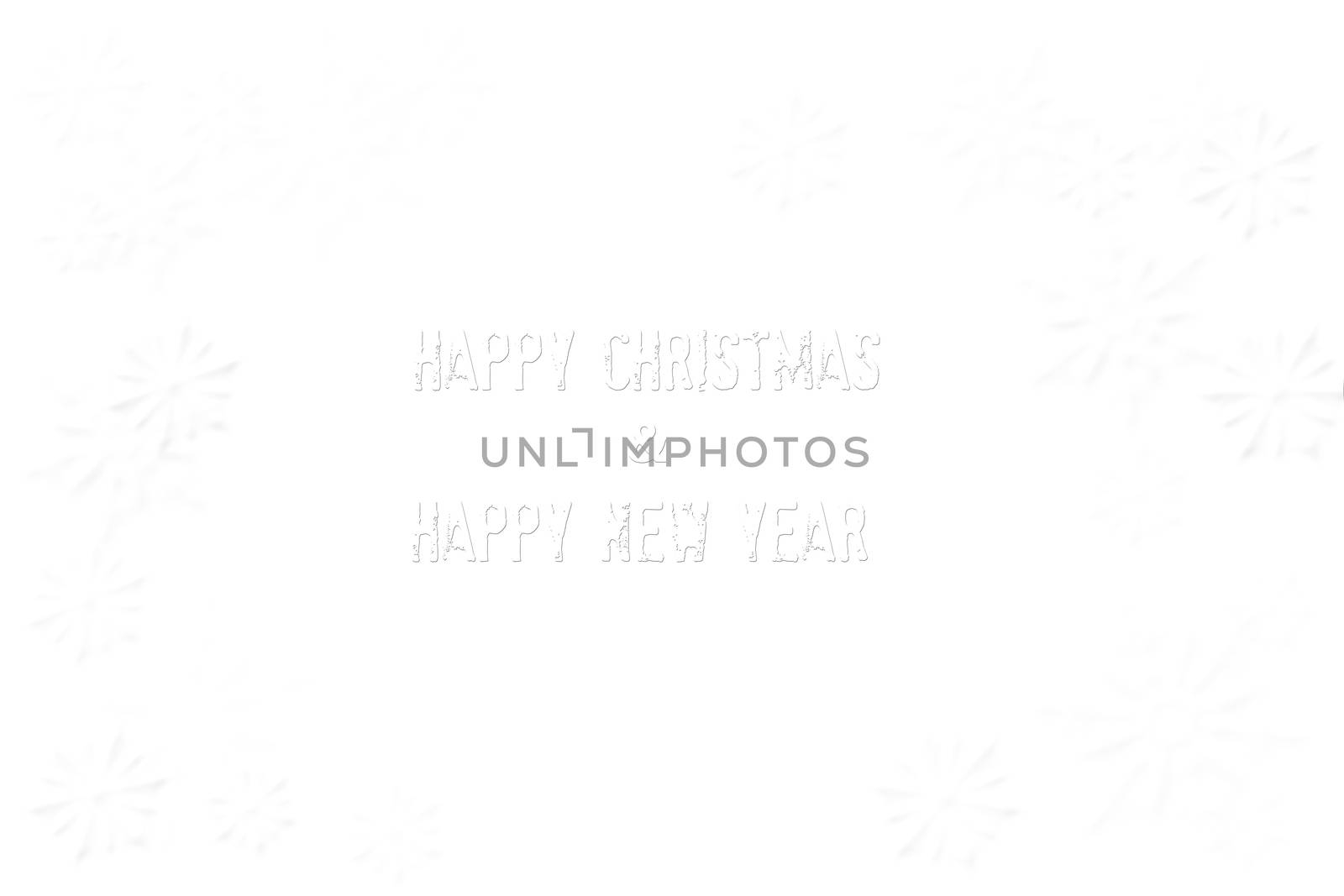 happy Christmas &  happy New Year  isolated on white and snowflakes background.