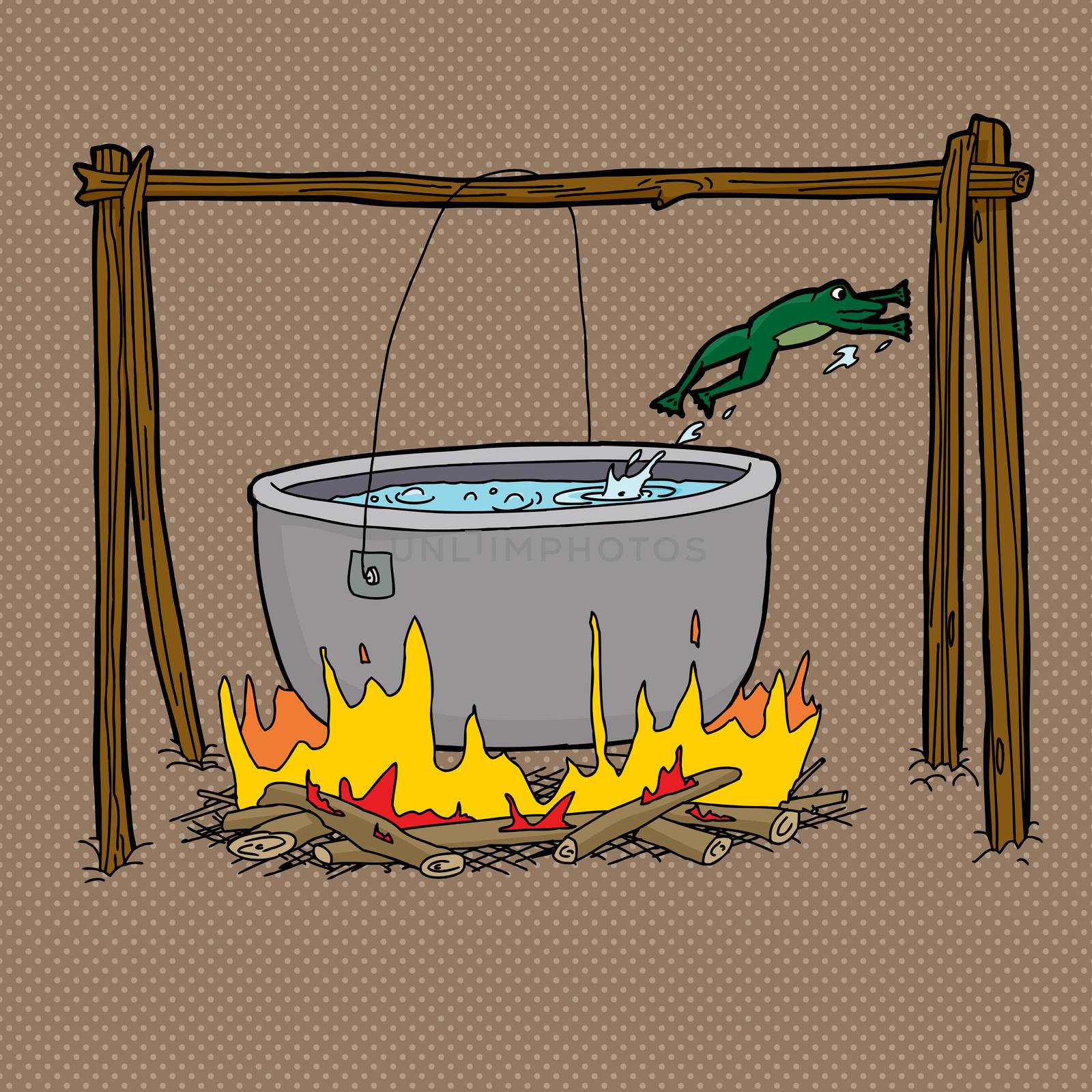 Frog Jumping Out of Campfire Pot by TheBlackRhino