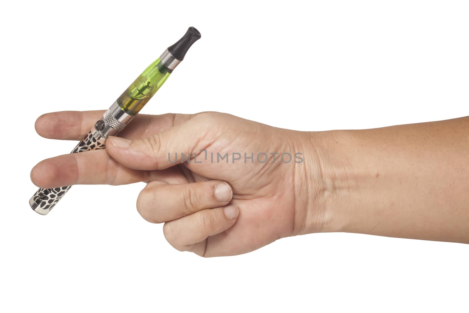 Electronic Cigarette in hand on isolate