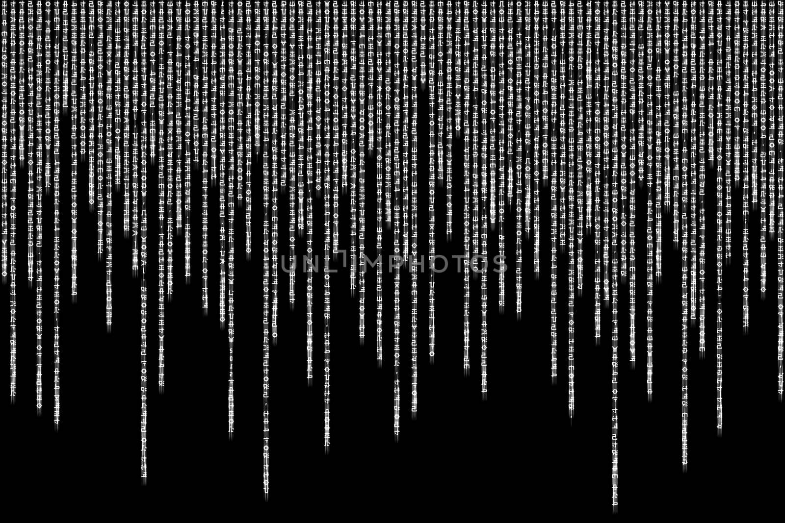 white matrix background, with motion blur, isolated on black background