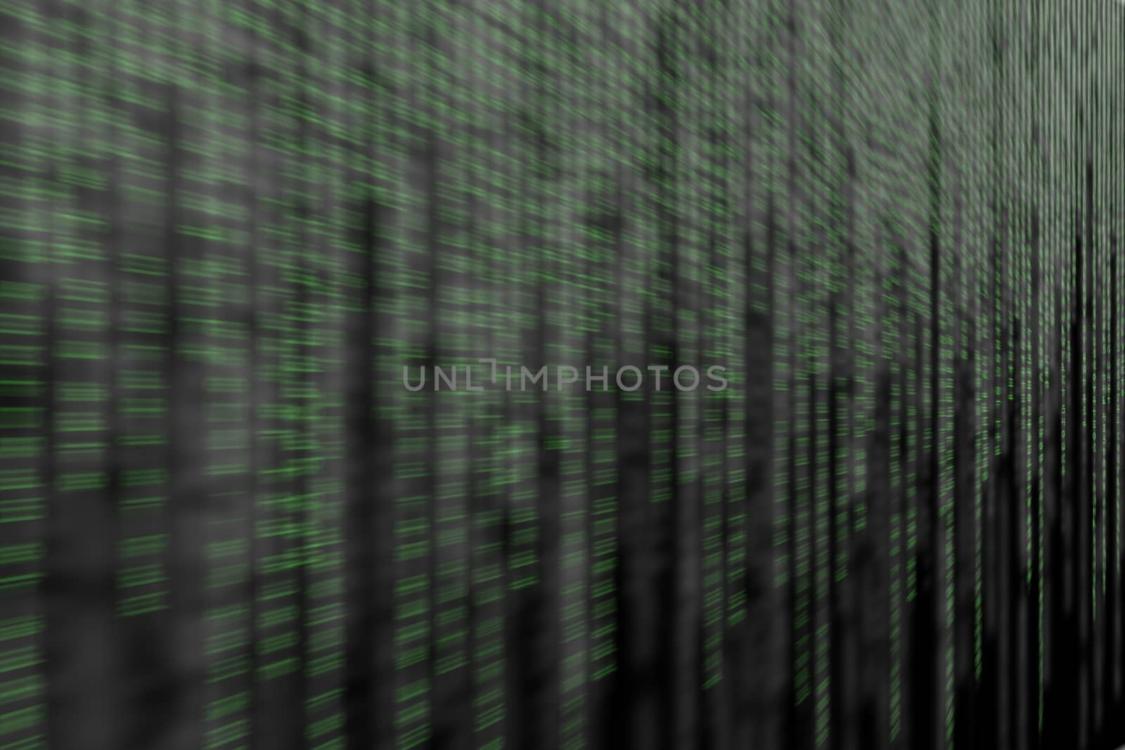 digitally generated image of green light and stripes moving fast over black background