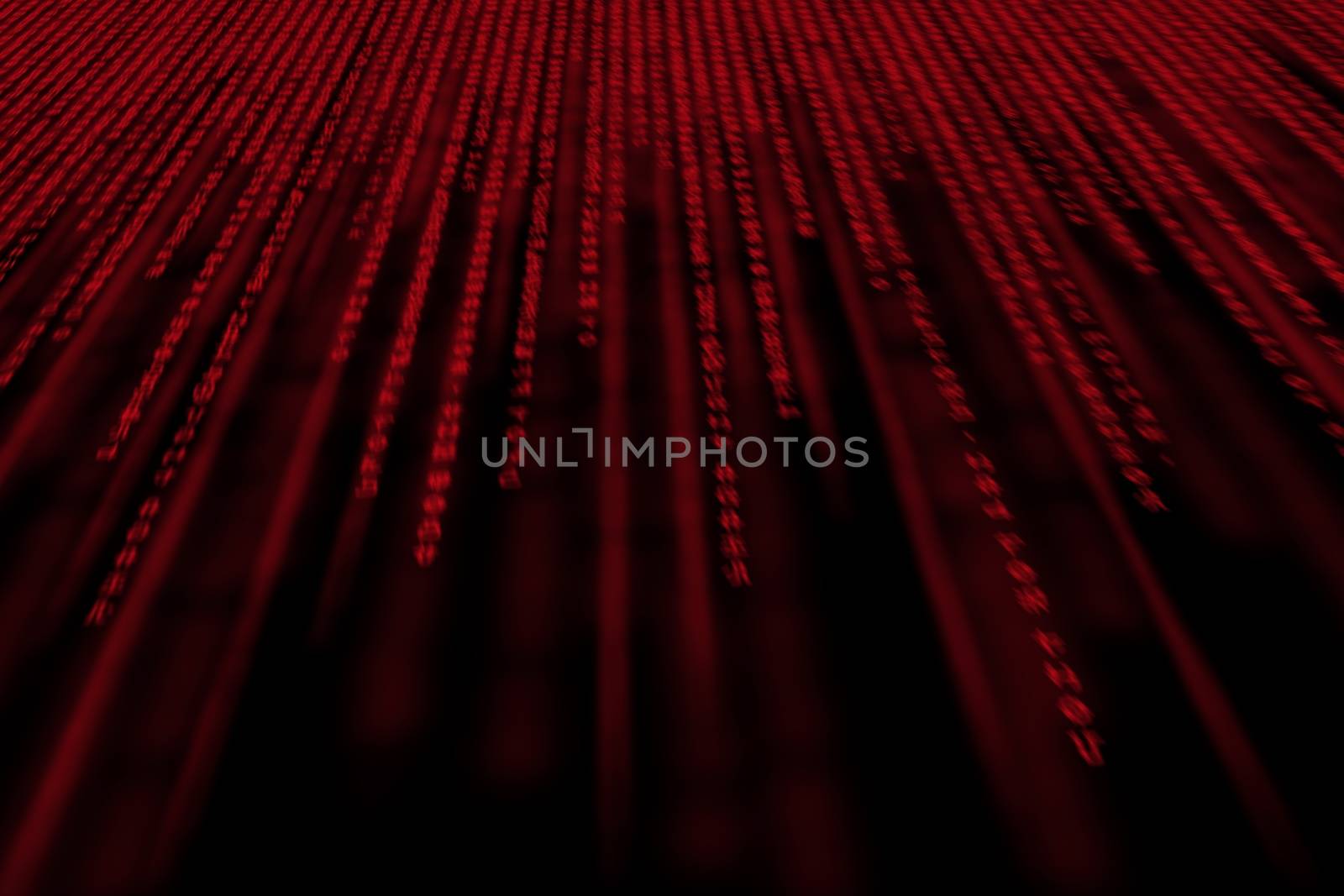 red matrix background, with motion blur, isolated on black background, perspective.