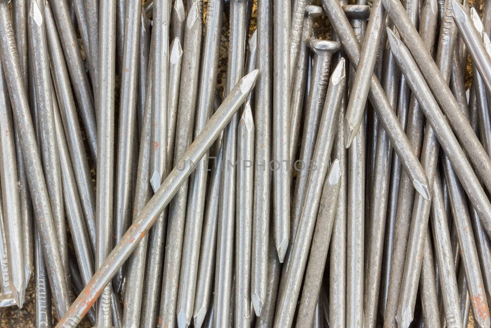 background of carpentry shiny nails.