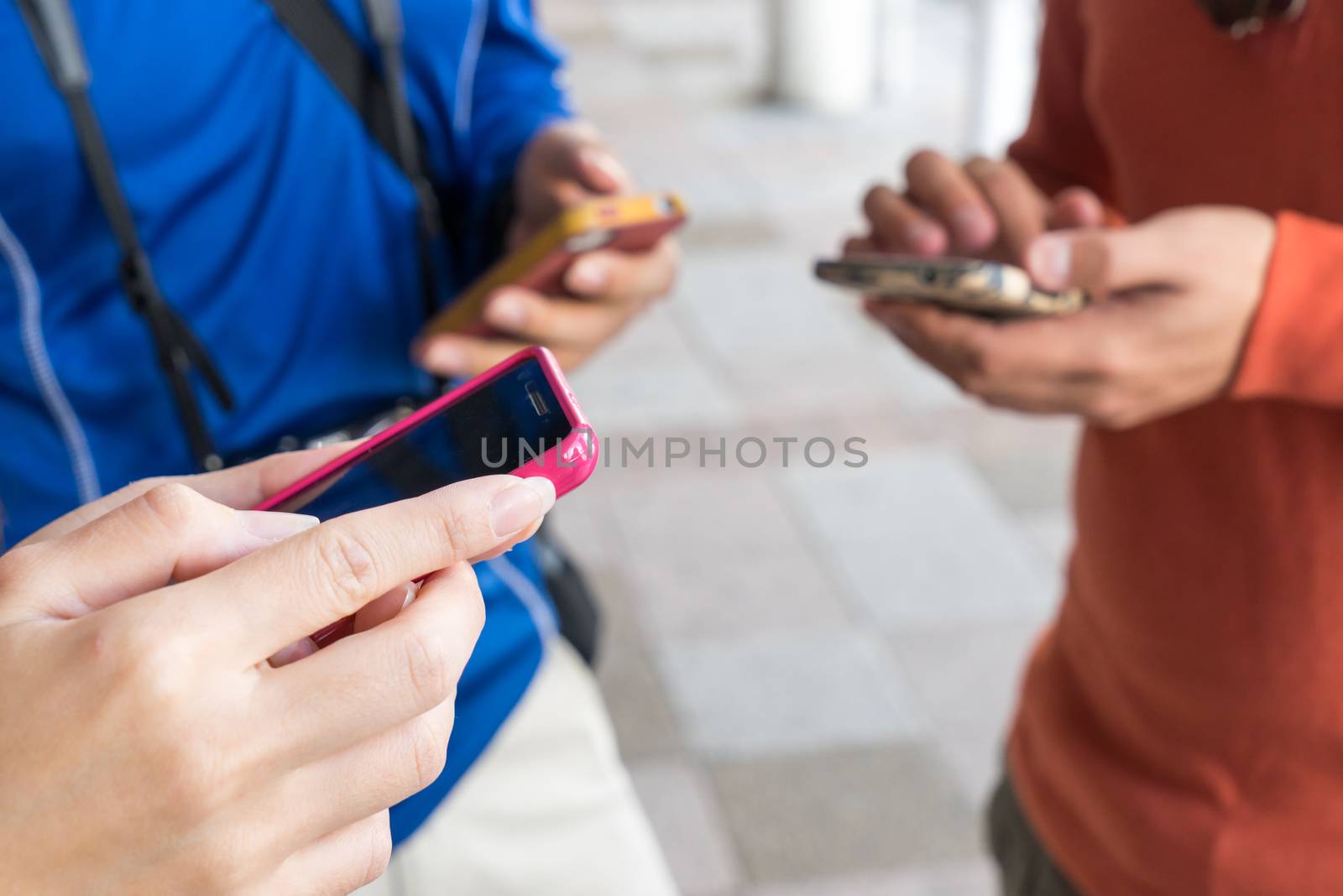 People are using phone to find directions during the tour