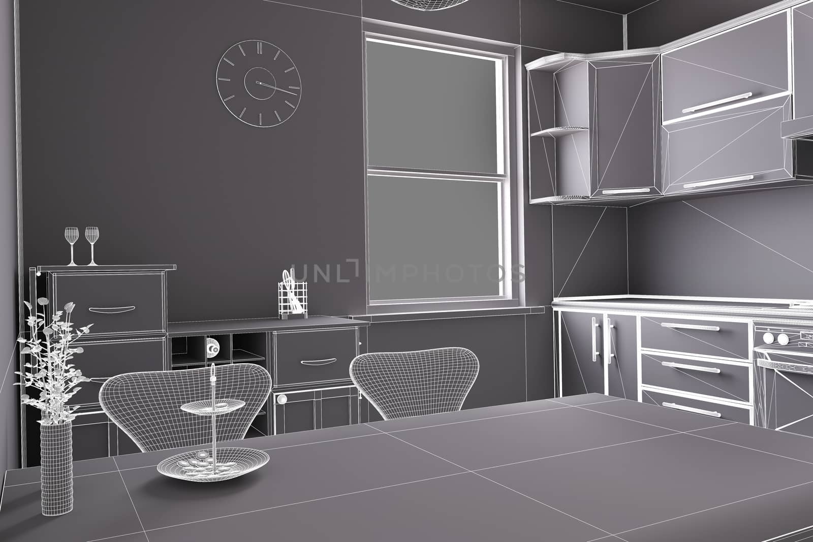 3D render of a kitchen with some equipments by enrico.lapponi