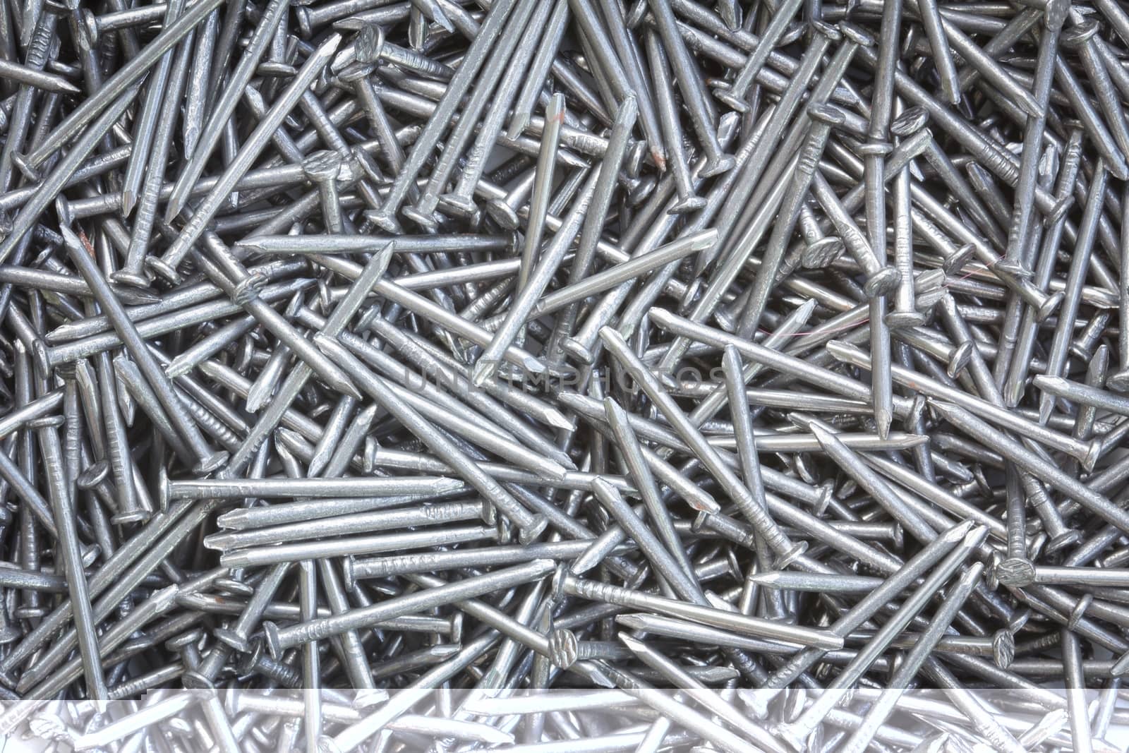 background of carpentry shiny nails.