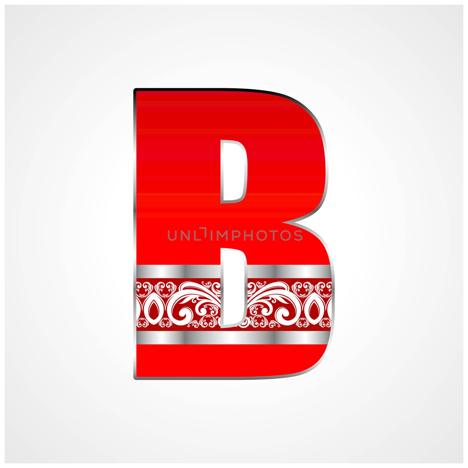 Red Silver Decorative Alphabet by Crownaart