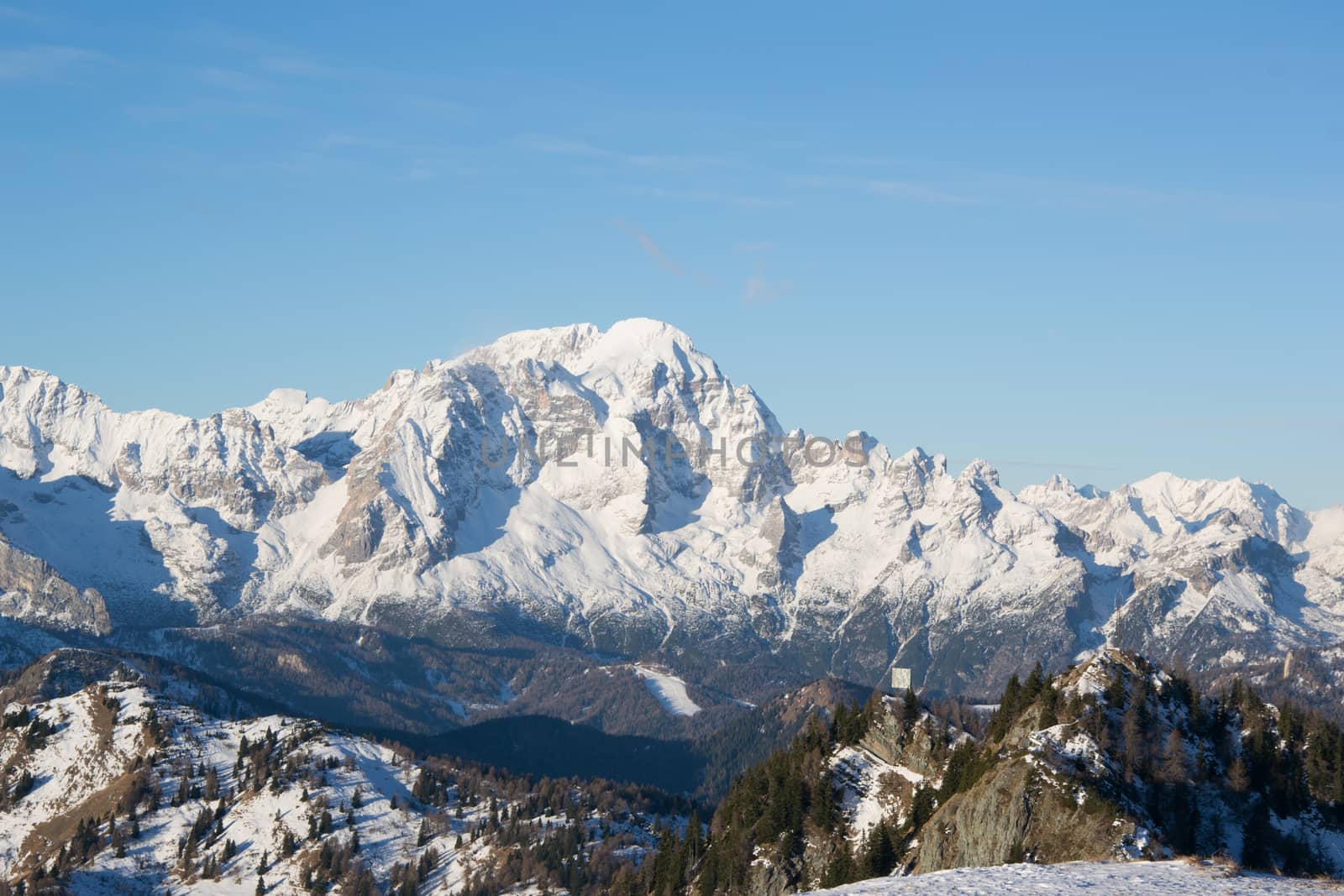 Mount Civetta viewd from Mount Rite during winter by enrico.lapponi