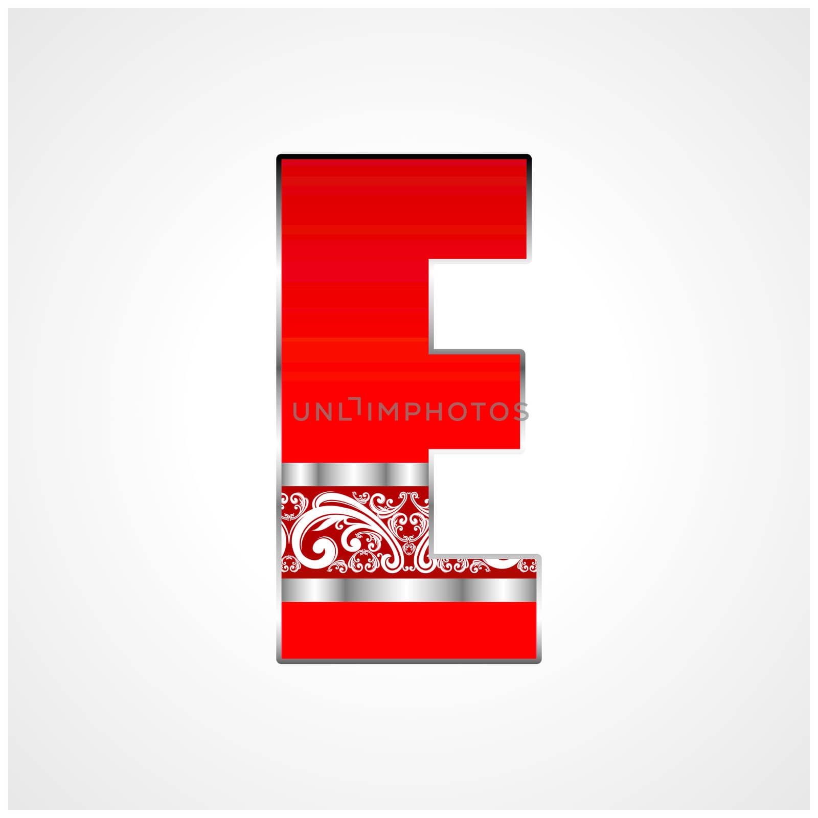 Red Silver Decorative Alphabet by Crownaart