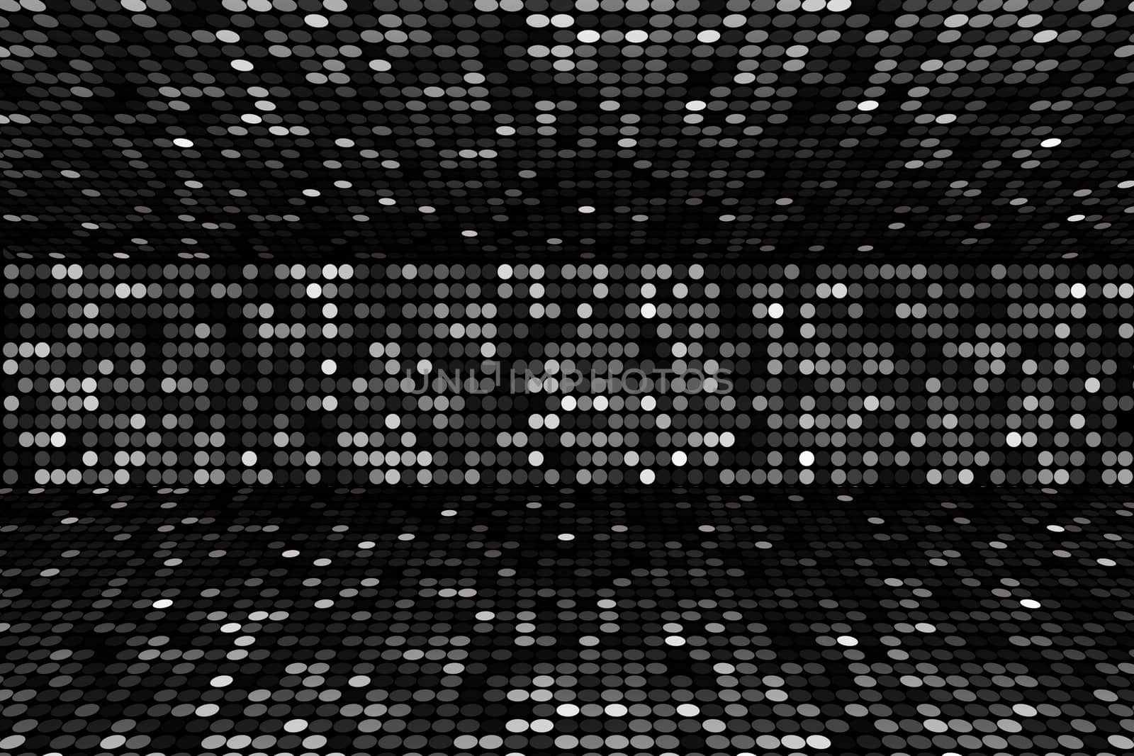 black and white dots stage background, perspective
