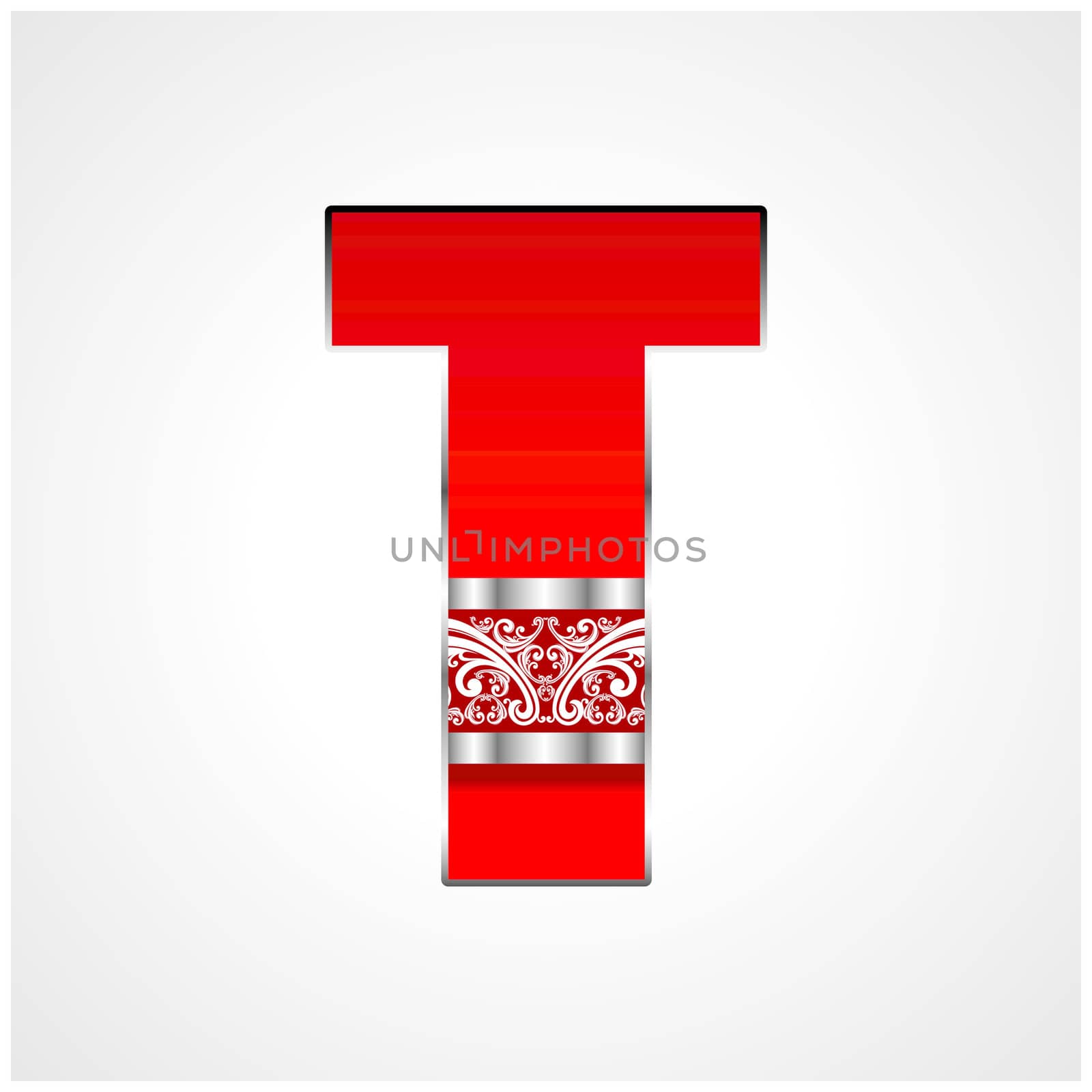 Red Silver Decorative Alphabet vector design