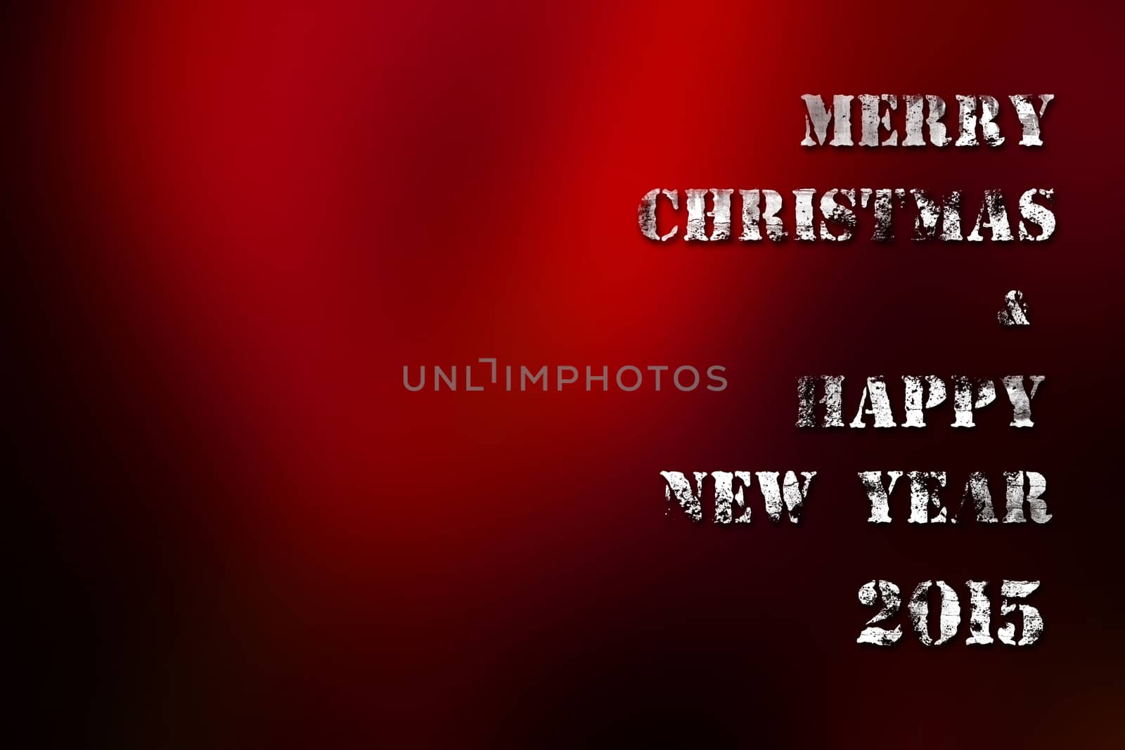MERRY CHRISTMAS AND HAPPY NEW YEAR white grungy on red background, copyspace on the left