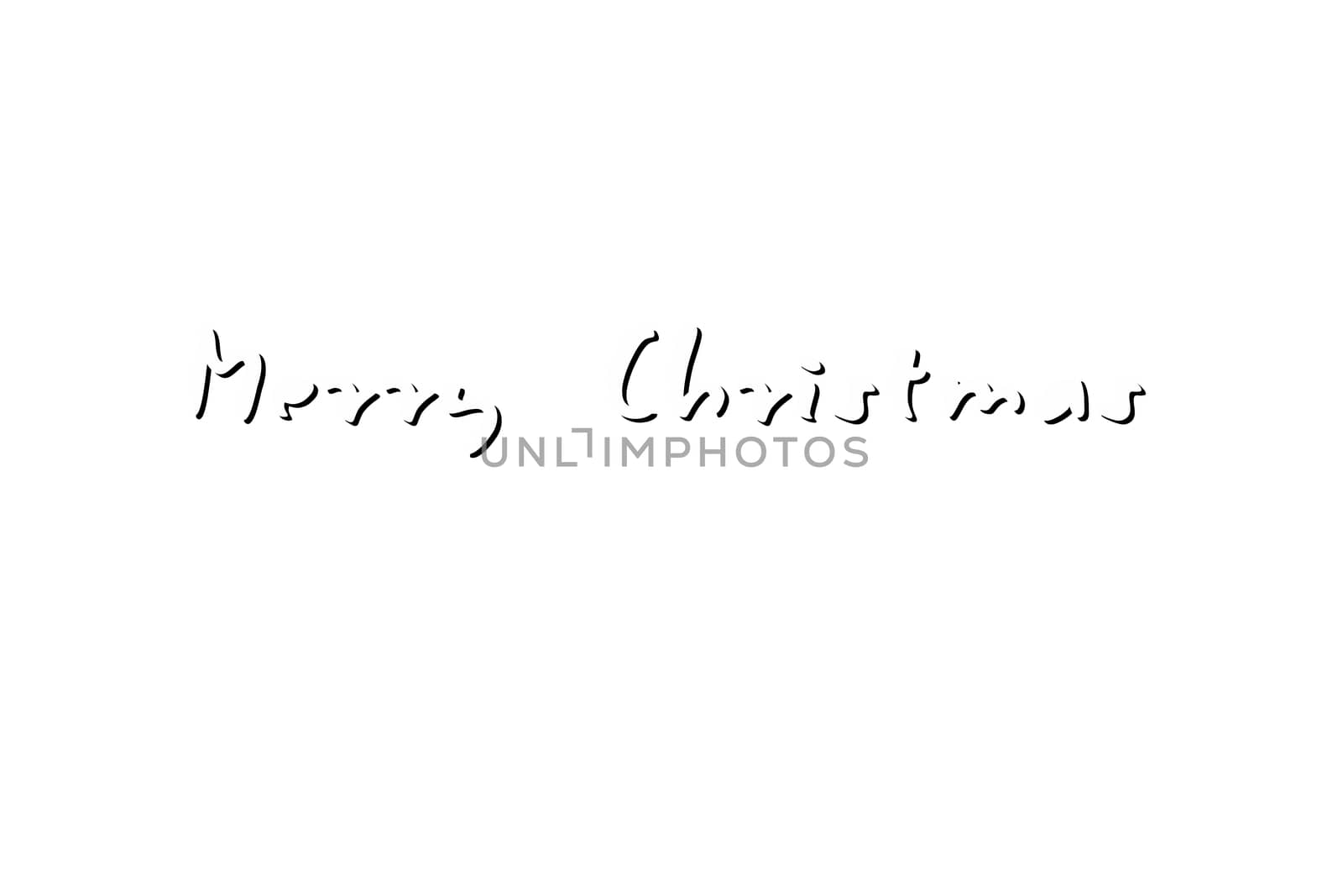 Merry Christmas white letters on white background with black shadow