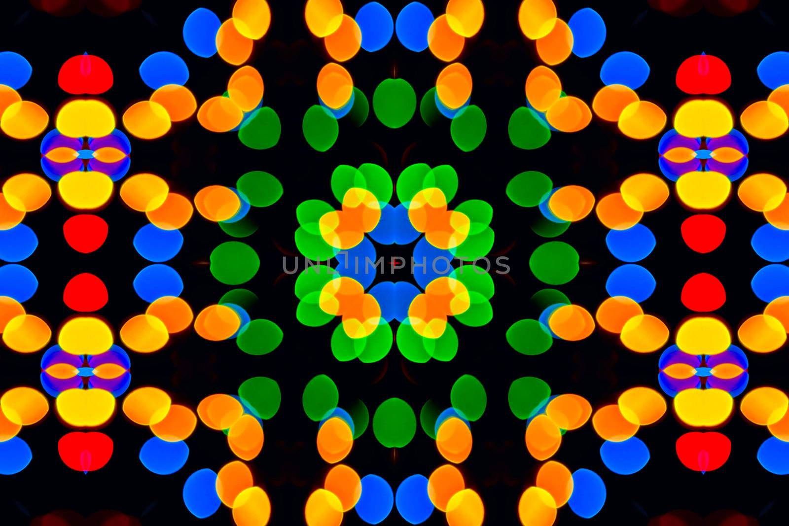 kaleidoscopic patterns of colored blur of electric garlands