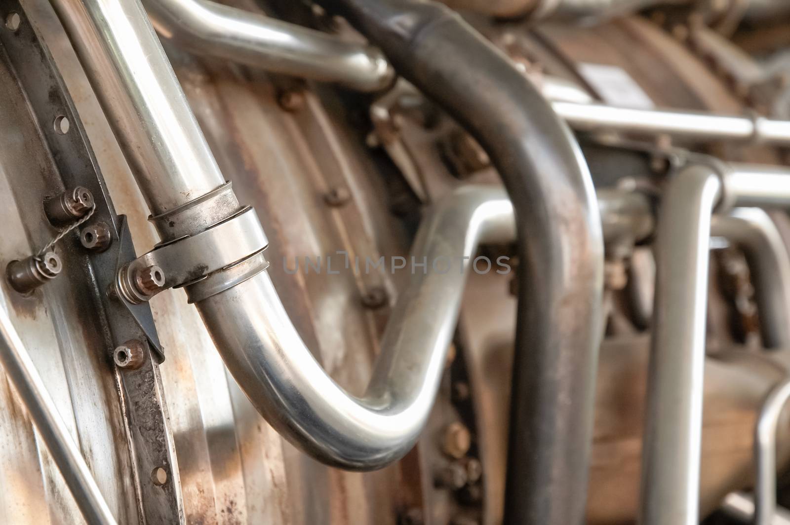 closeup of industrial metal pipes and tubing
