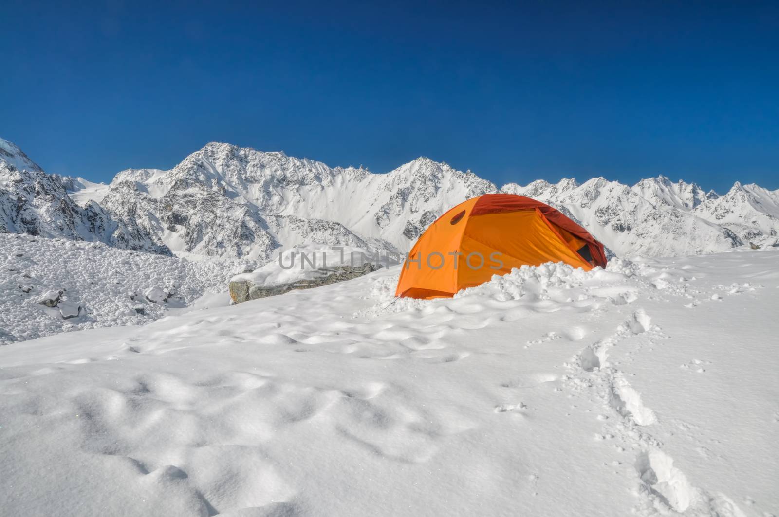 Camping in Himalayas near Kanchenjunga, the third tallest mountain in the world