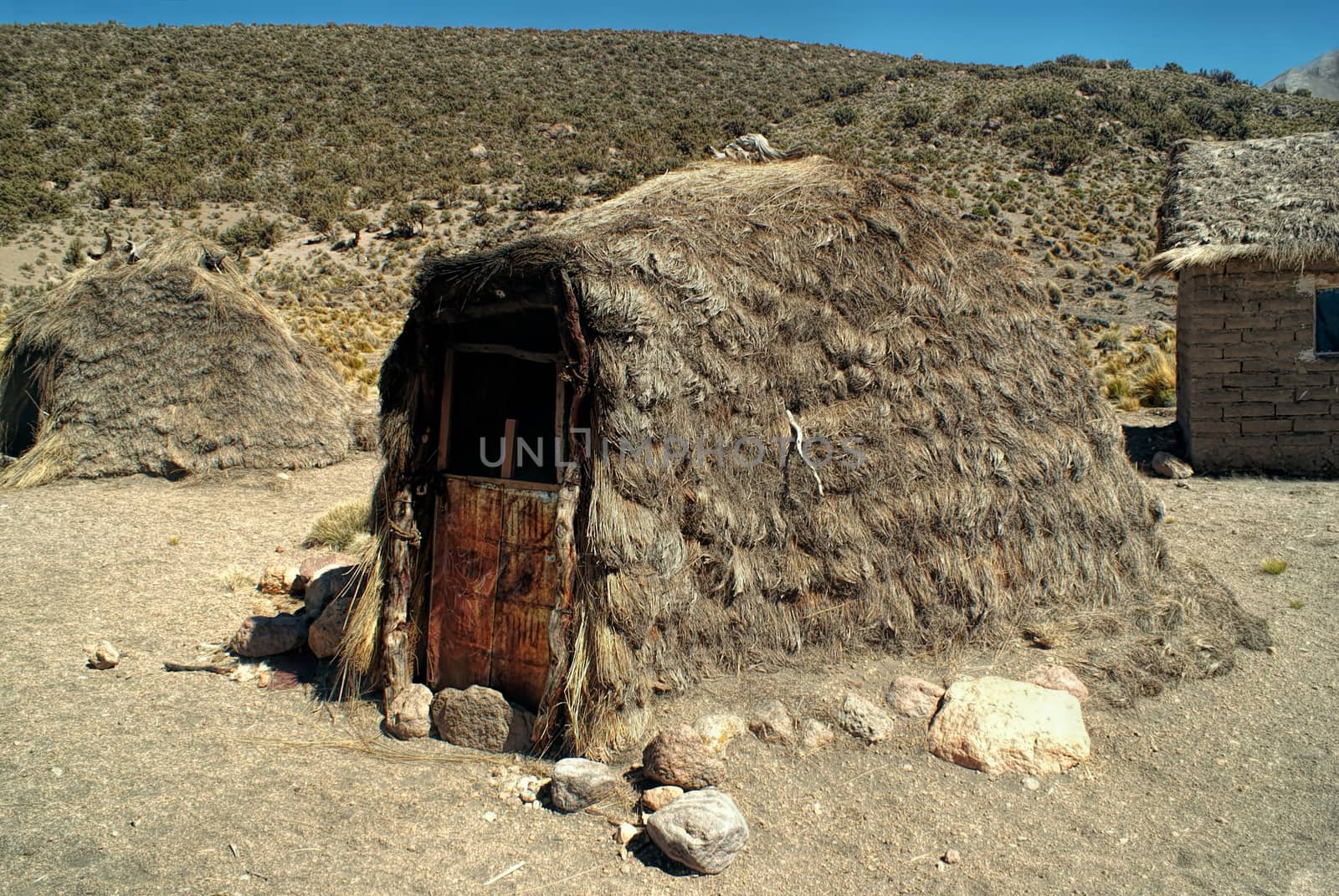Traditional hut of indigenous people in Sajama national park