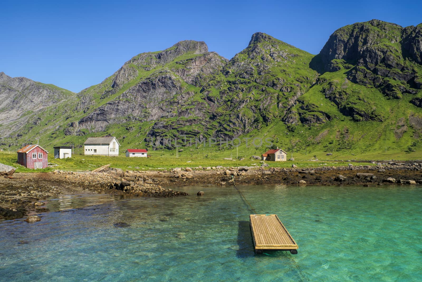 Picturesque coastline of Lofoten islands in Norway