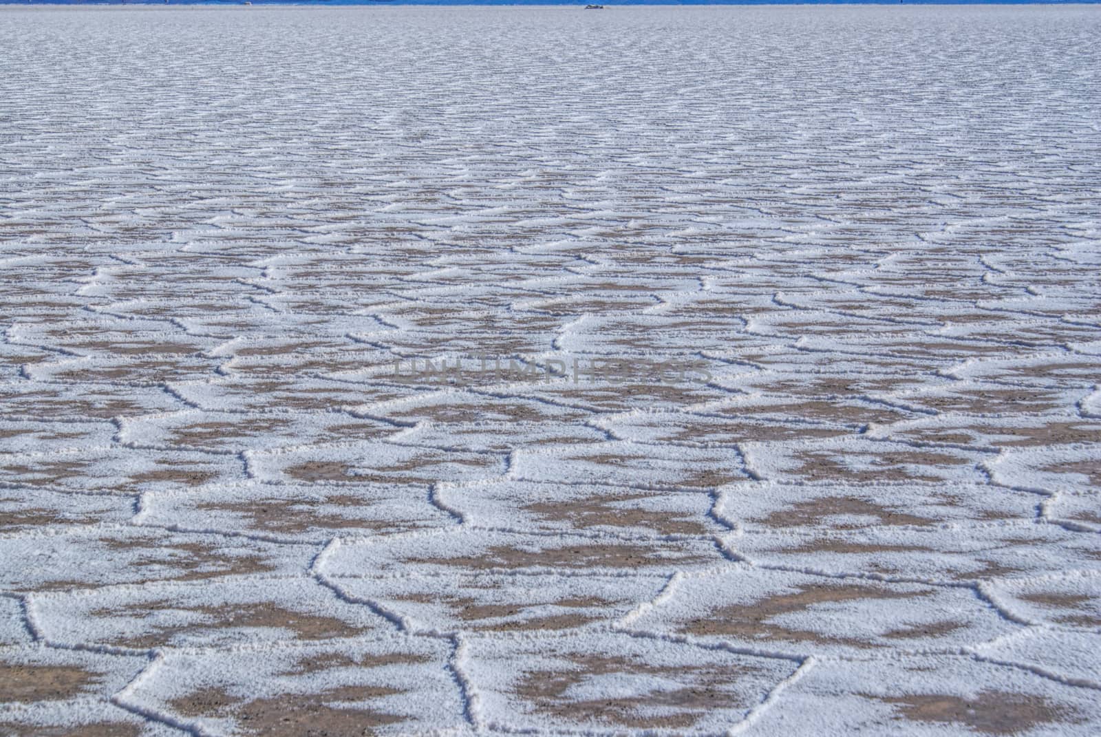 Unusual shapes on the surface of salt planes Salina Grandes in Argentina