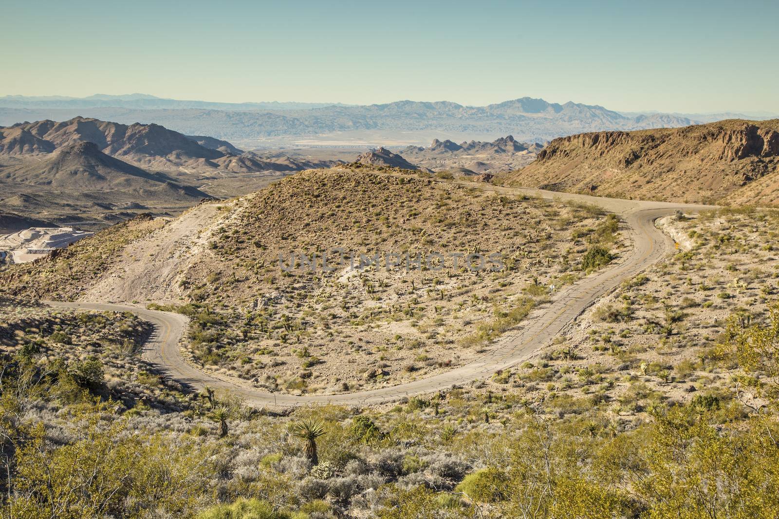 Original portion of Route 66 highway near Oatman Arizona USA