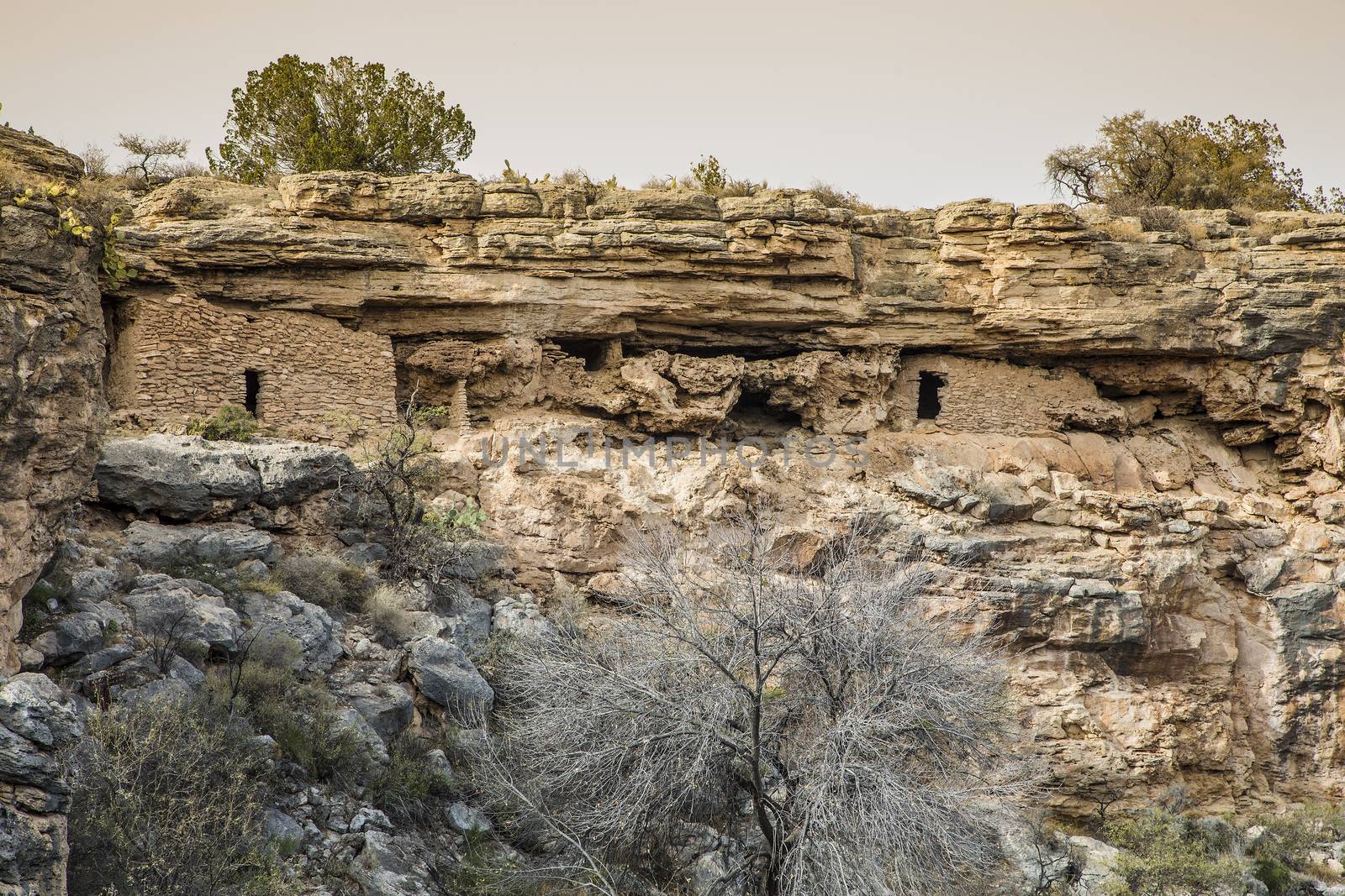 Sinagua cliff dwellings at Montezuma Well in modern Arizona