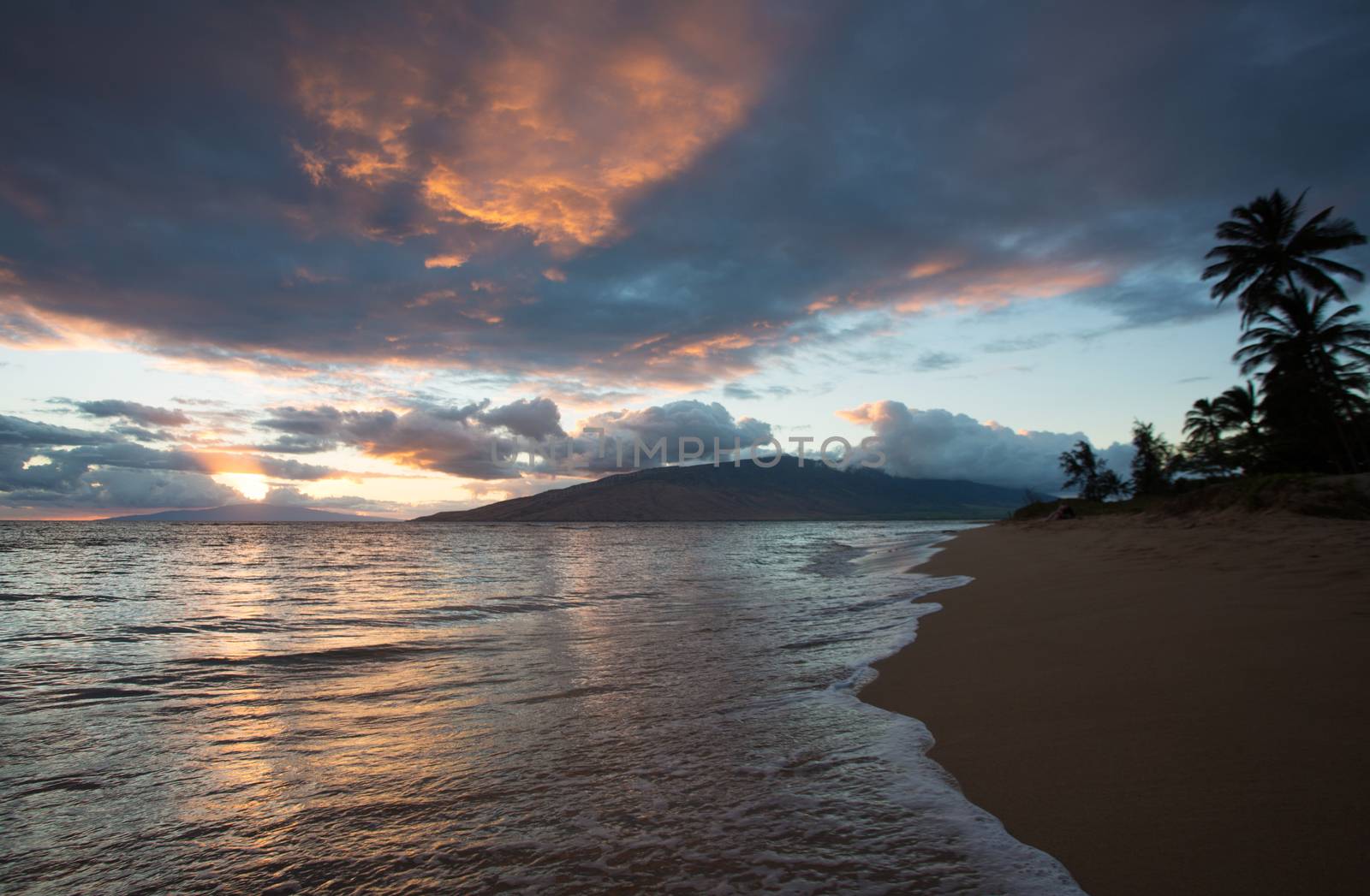 Beautiful natural tropical beach landscape at sunset