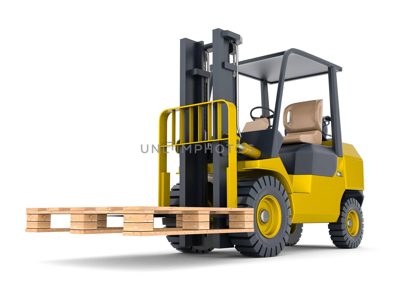 modern forklift isolated on white background