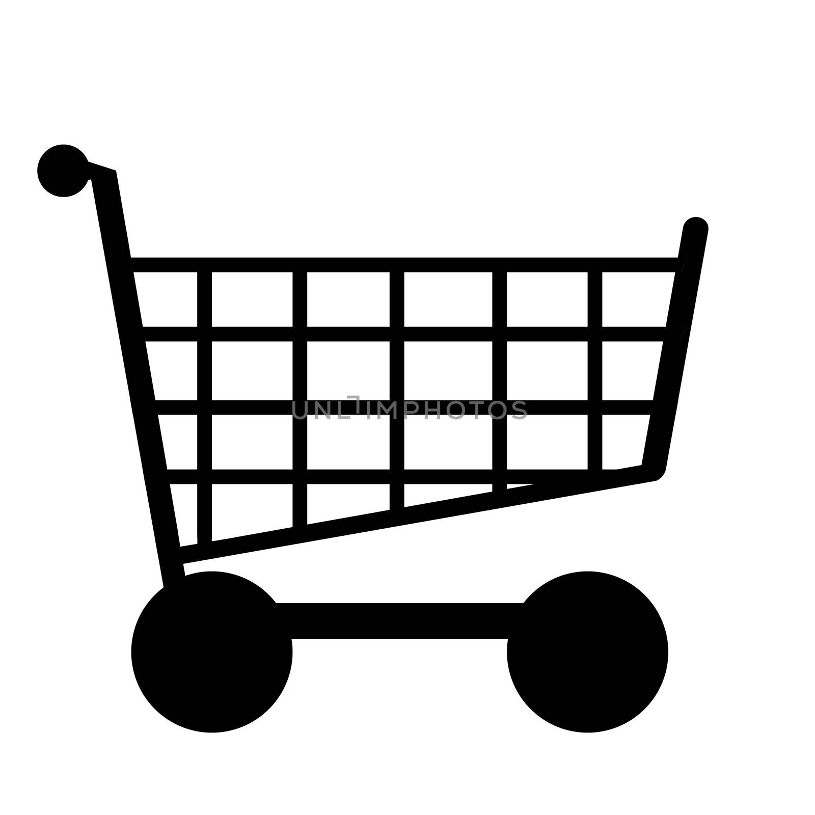 Illustration of a shopping cart in black and white