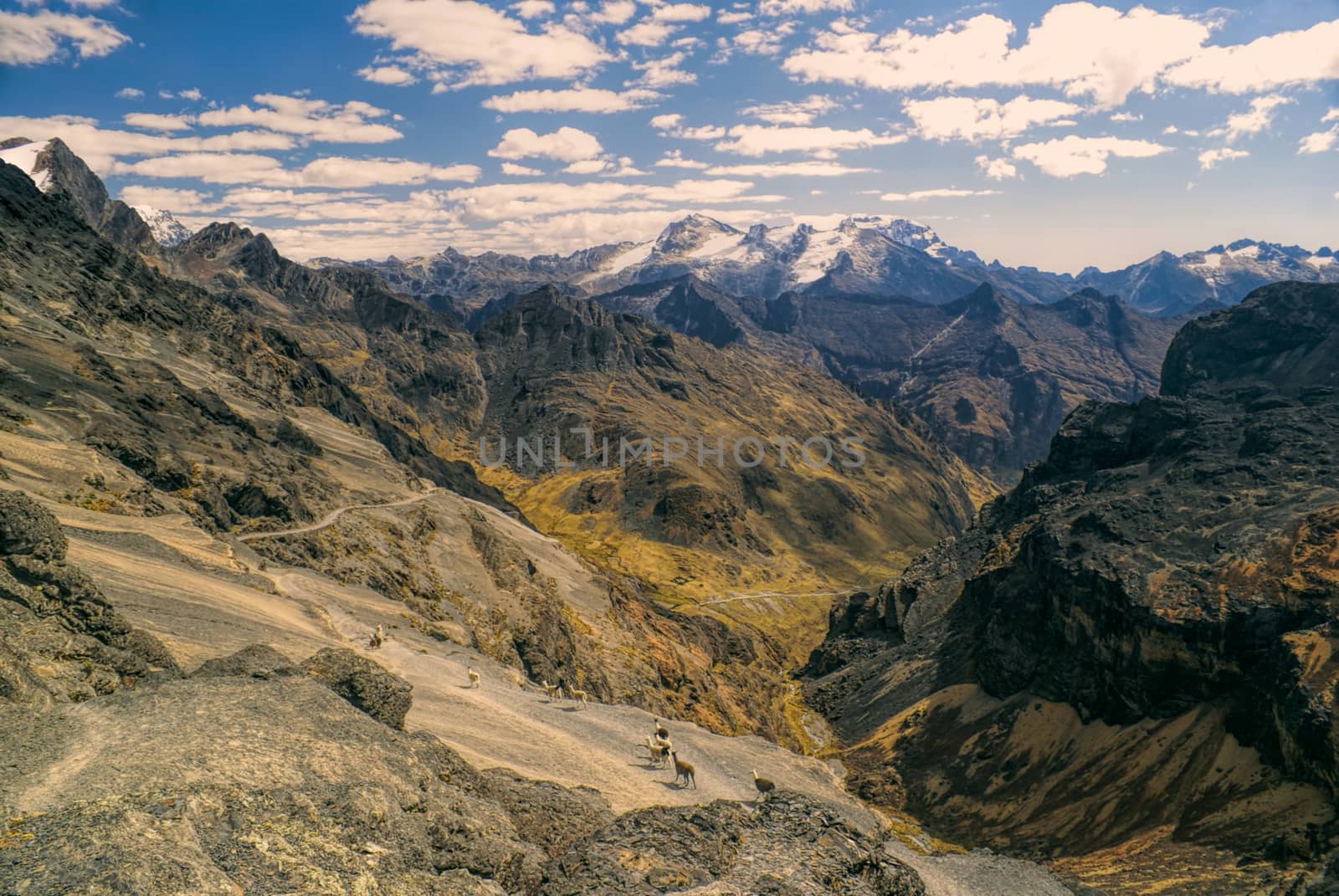 Amazing landscape of Andes mountains in Bolivia on Choro trek