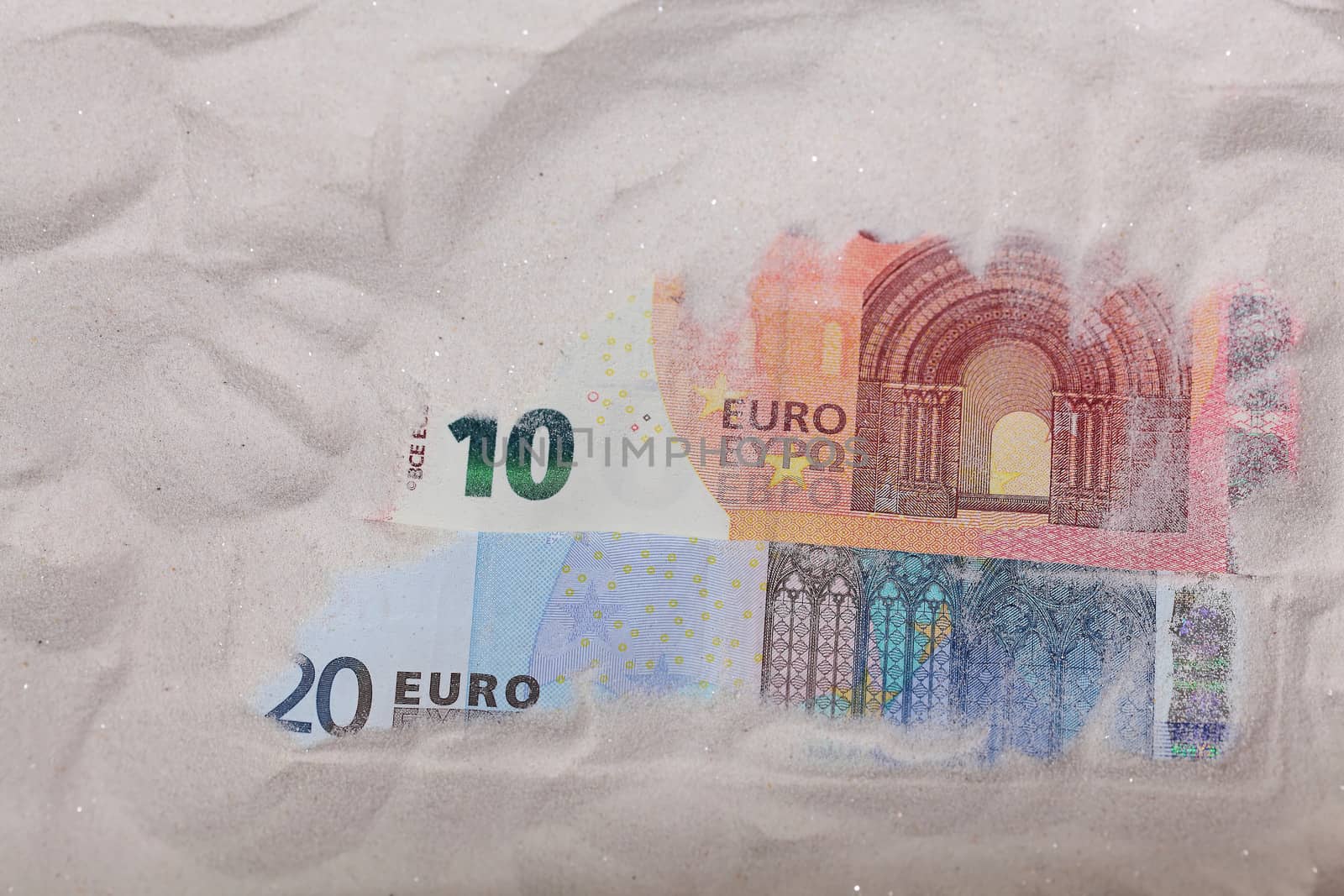 Euro Notes in Sand by CWeiss