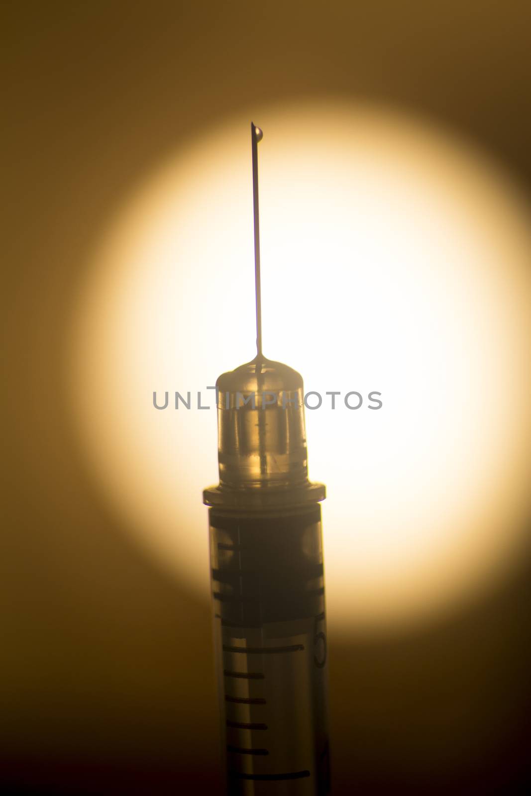 Pet cat and dog insulin injection syringe silhouette photo.