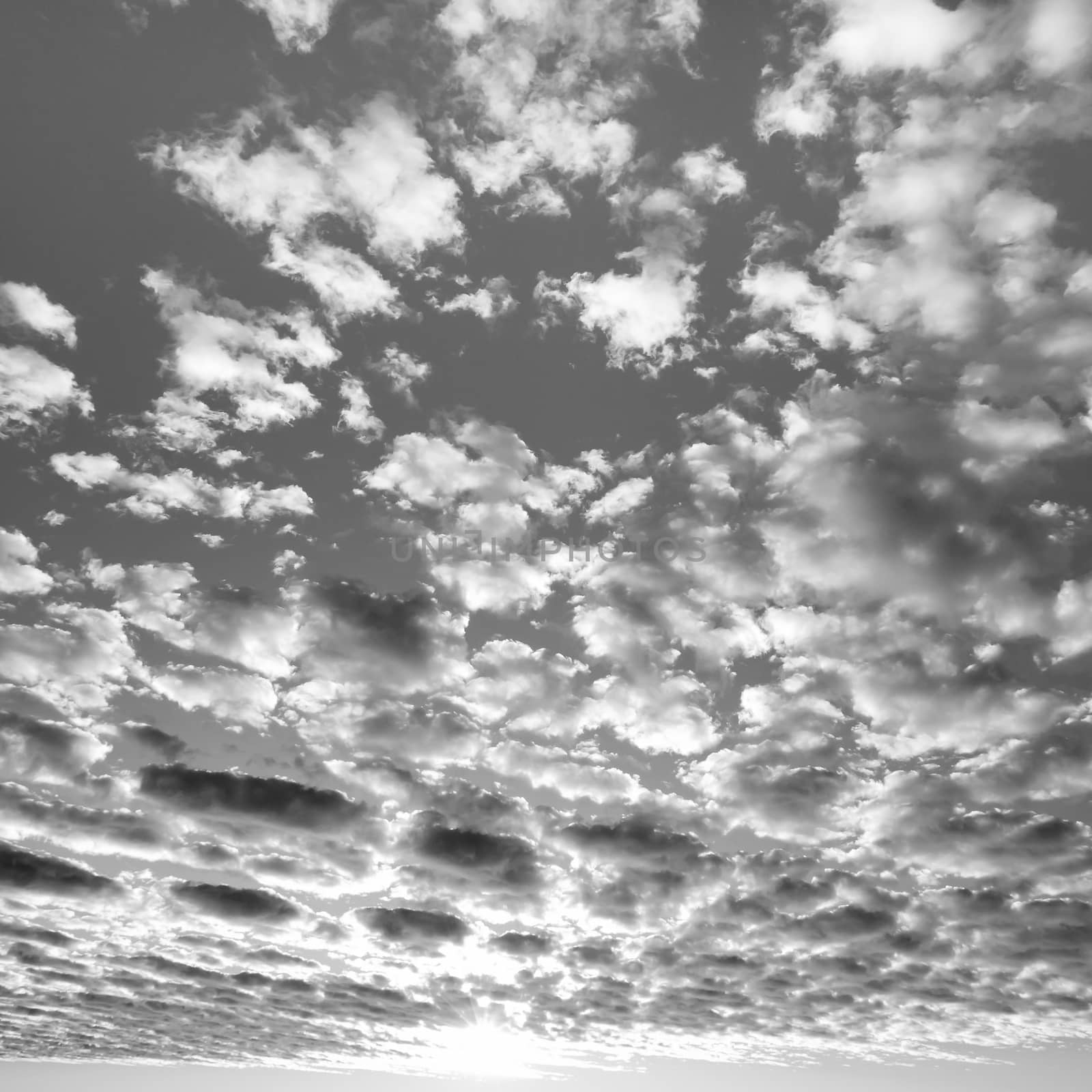 black&white sky with clouds closeup