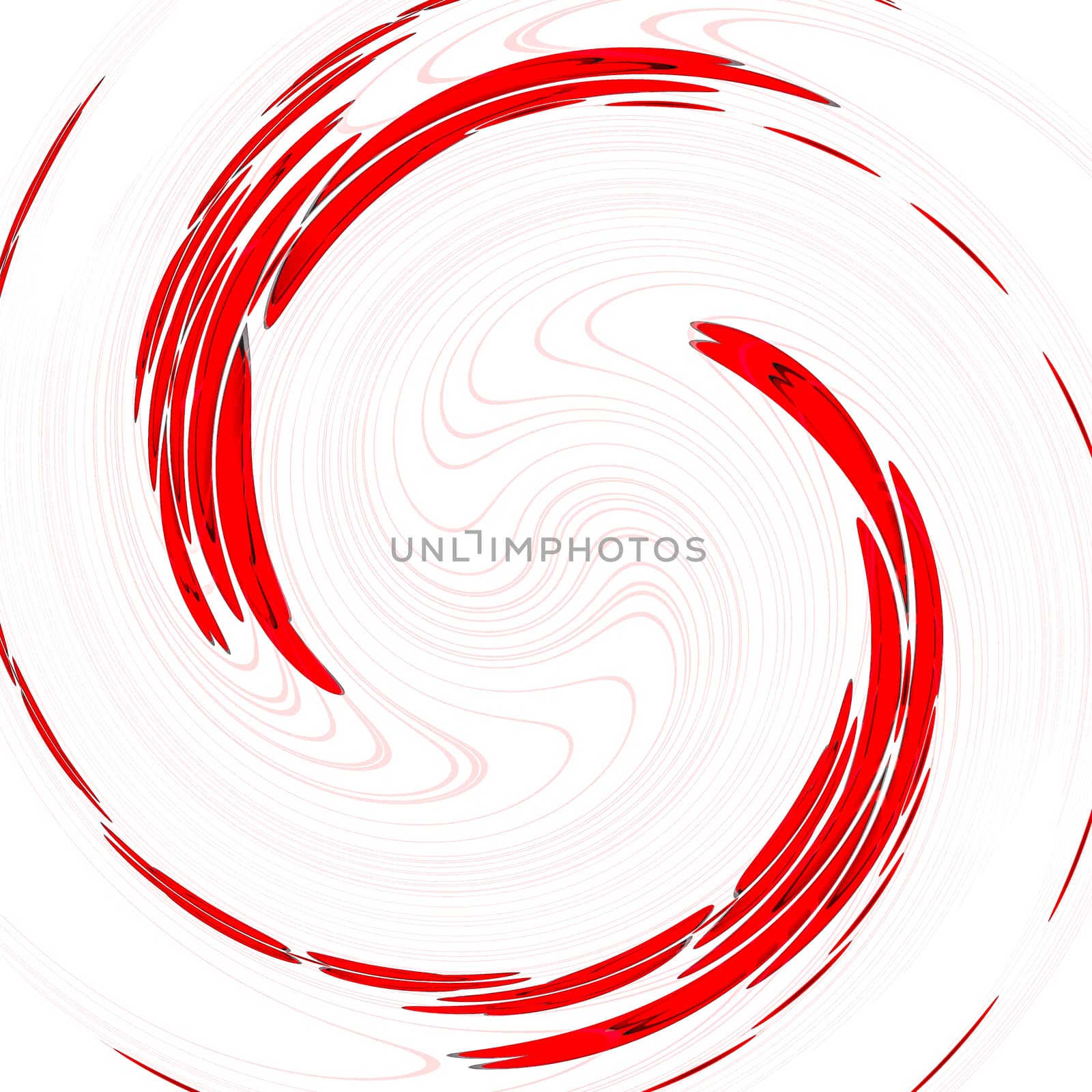 Red twirl circular wave on white background.