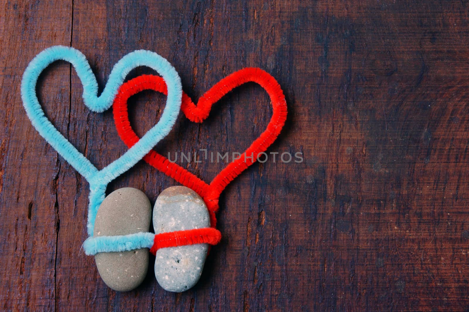 Colourful, harmony Valentine background, amazing style, heart on pebble , I love you message on wooden, red color, Valentine day on Feb 14 is the day for couple, they give lovely gift for lover