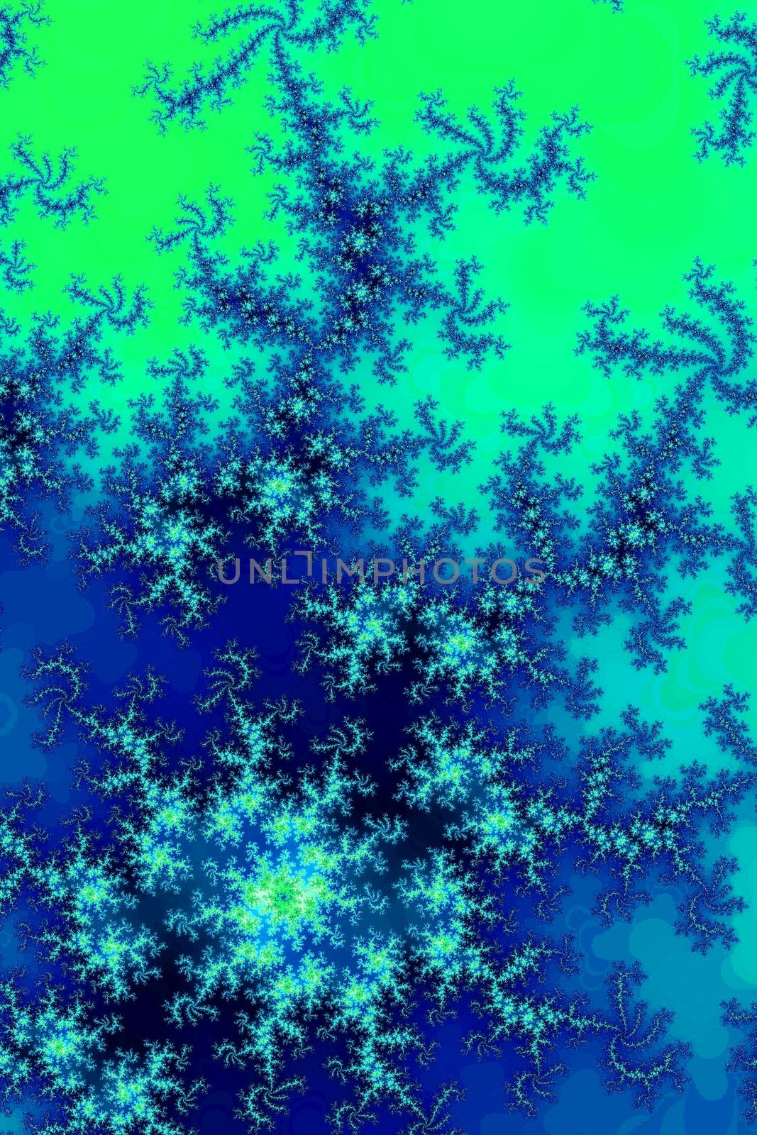 Fractal background image with glowing green colors.