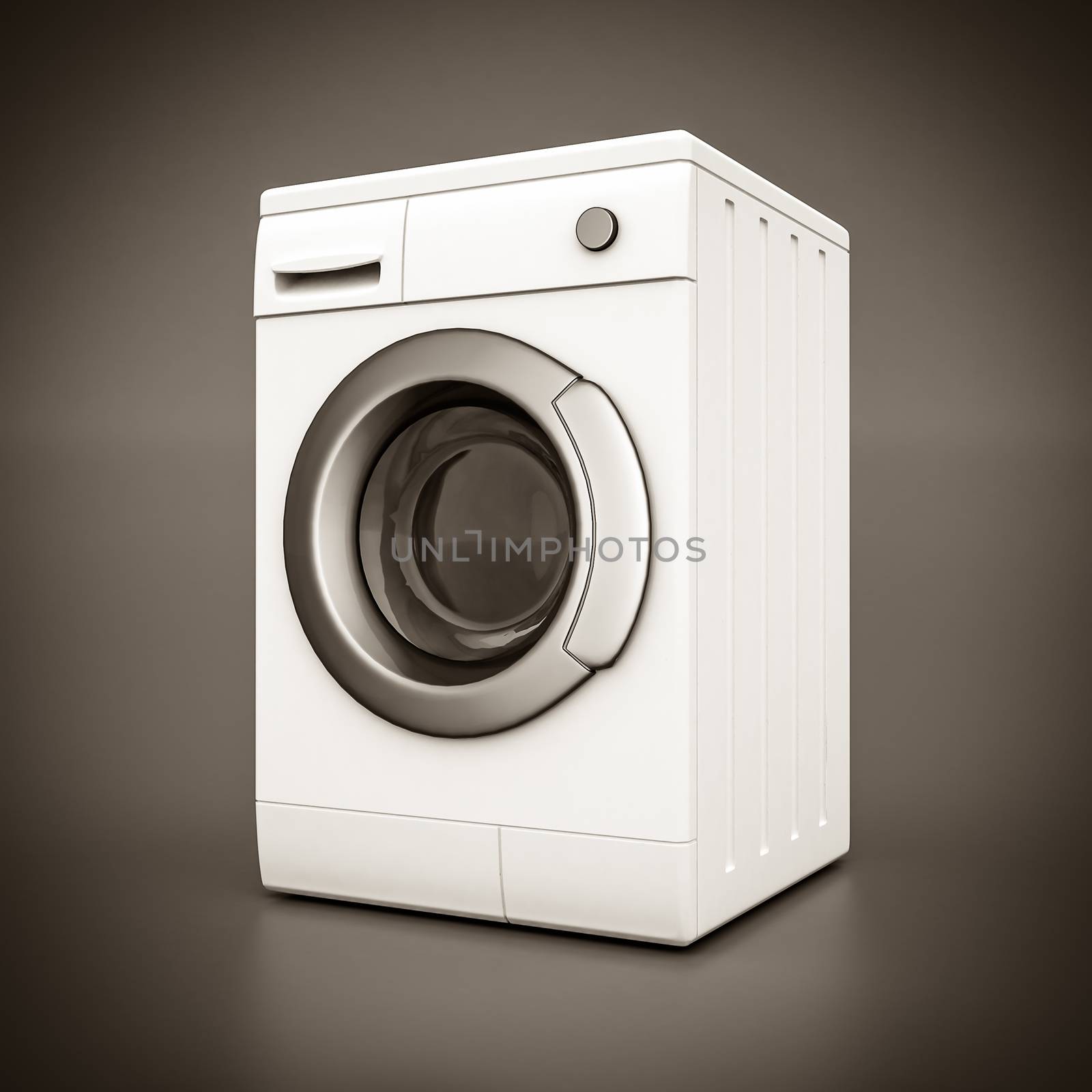 picture of washing machine on a gray background. black and white