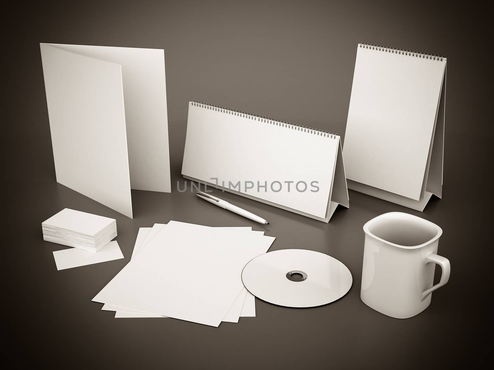 Corporate identity template on a beautiful gray background. black and white