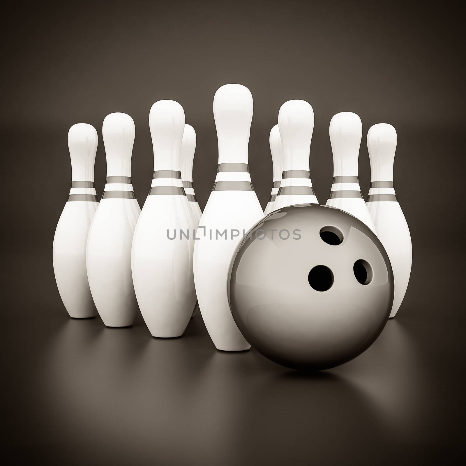 Skittles for bowling on a beautiful gray background. black and white