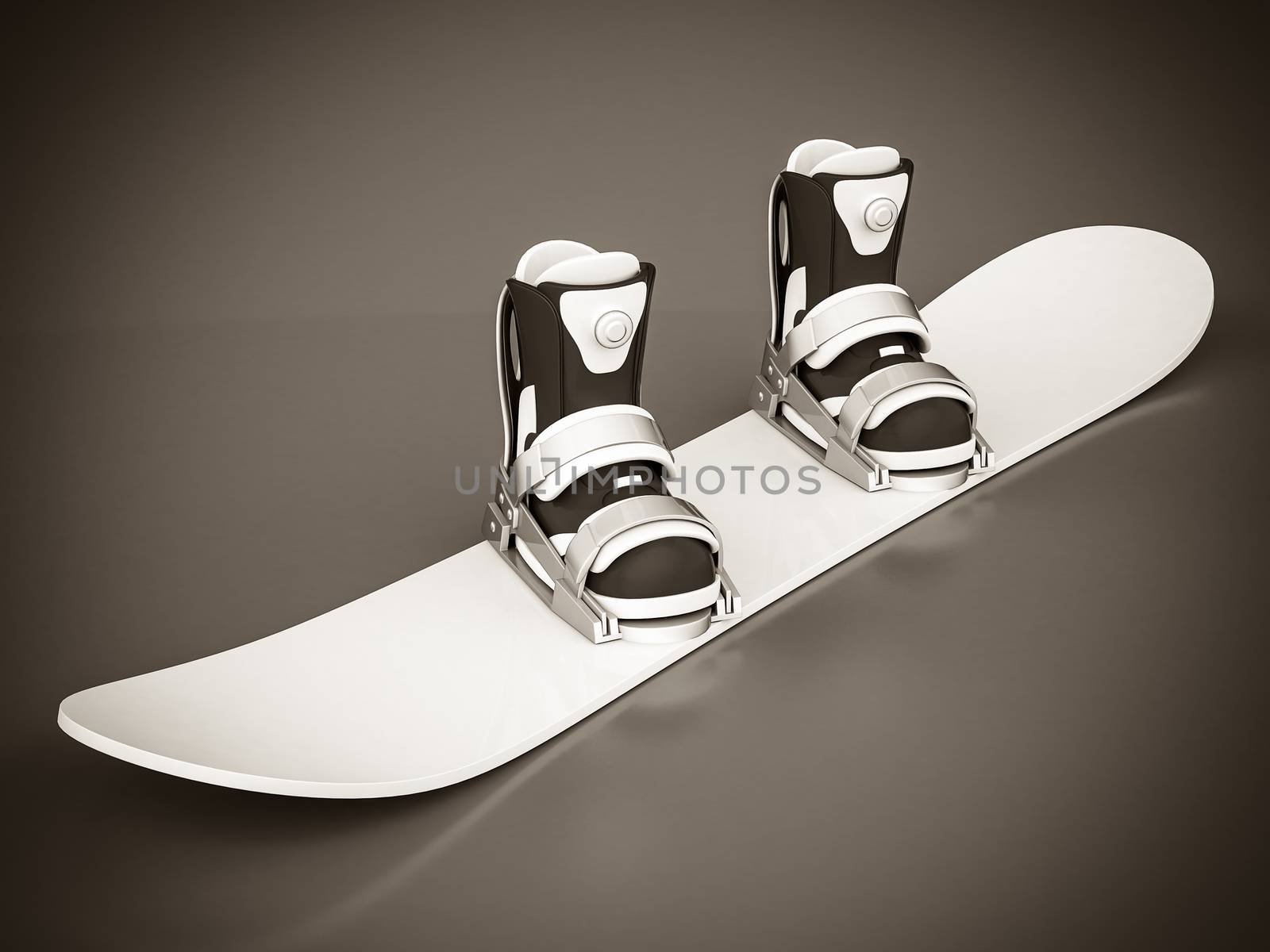 sbeautiful snowboard on a gray background. black and white
