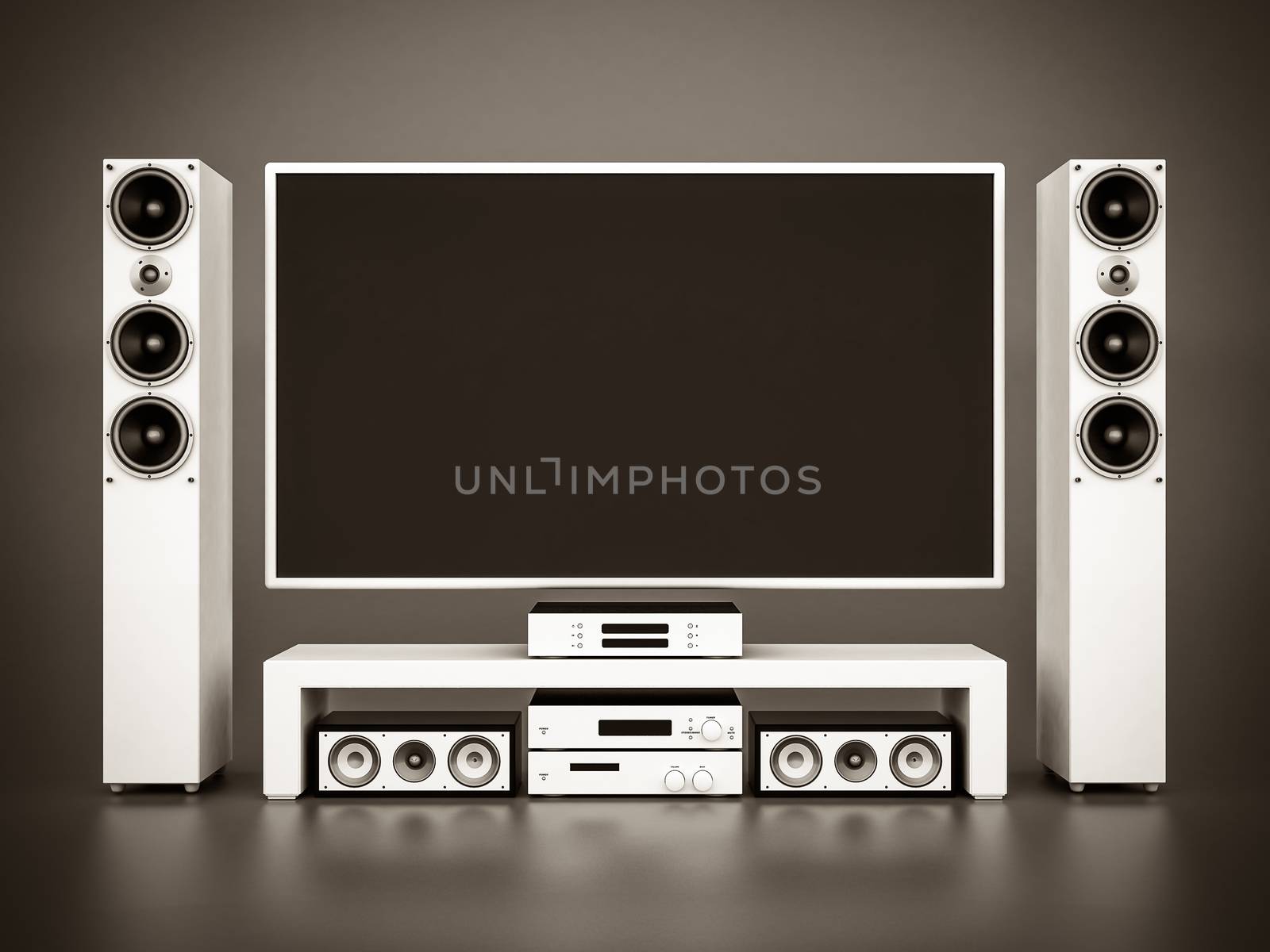 modern home theater on a gray background. black and white