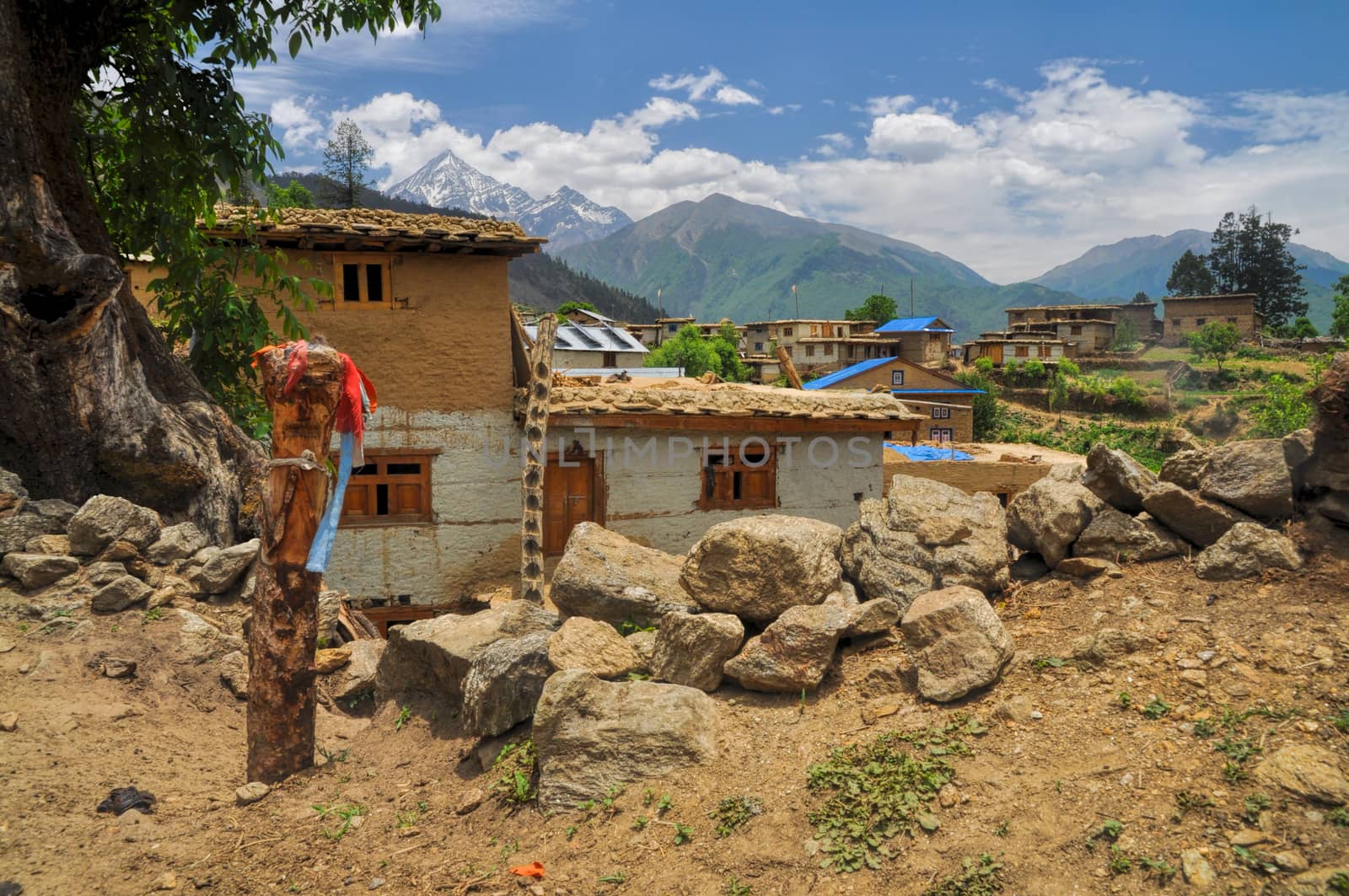 Picturesque old village in Dolpo region in Nepal