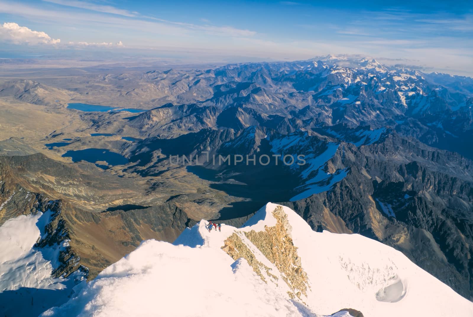 Breathtaking view from the top of Huayna Potosi mountain in Bolivia